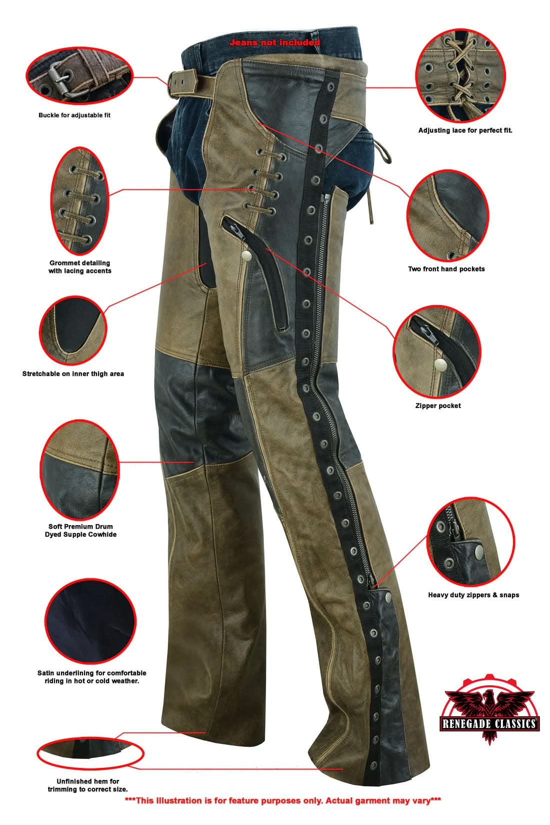 Trench Women’s Leather Motorcycle Chaps