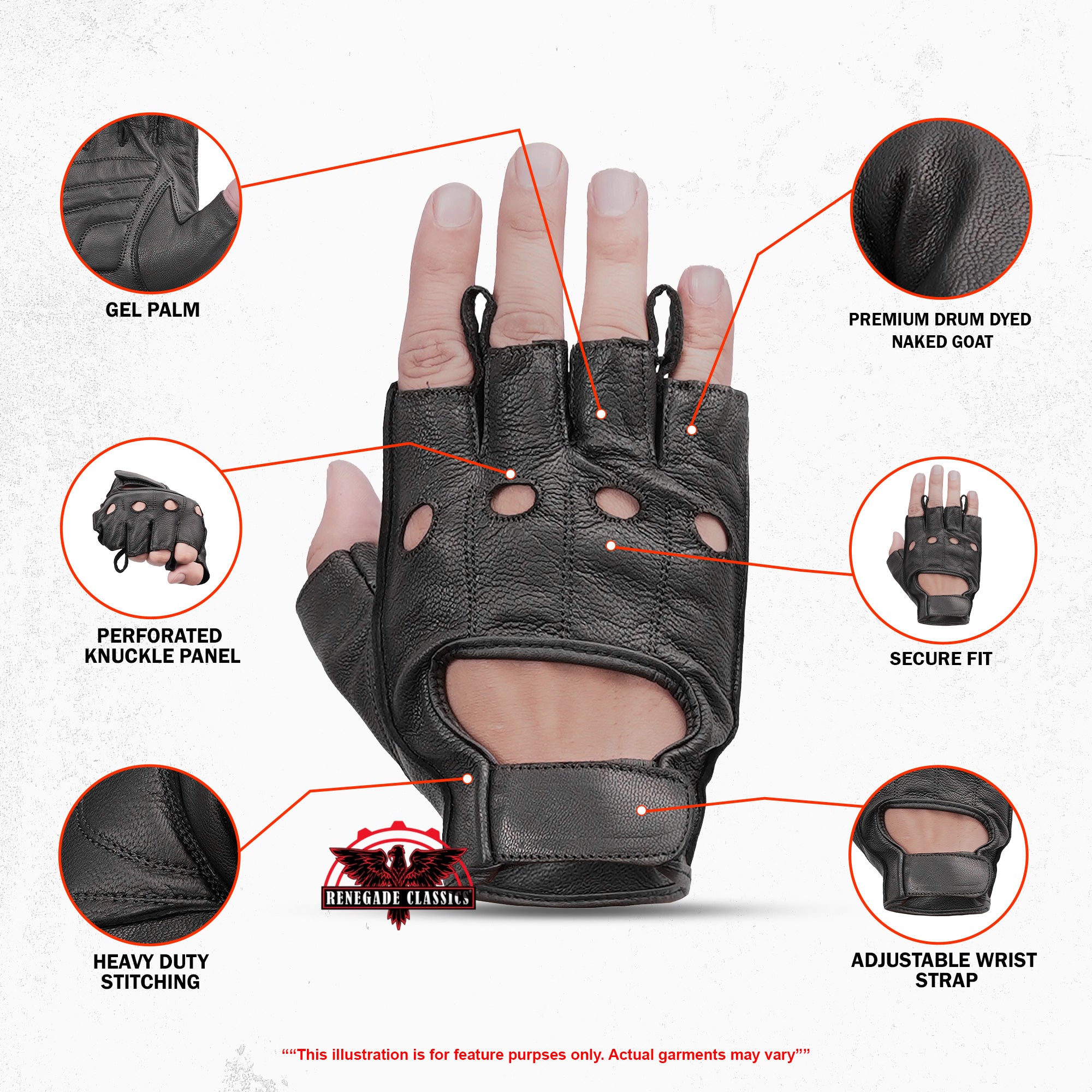 PerfoMax™  Men's  leather Fingerless gloves