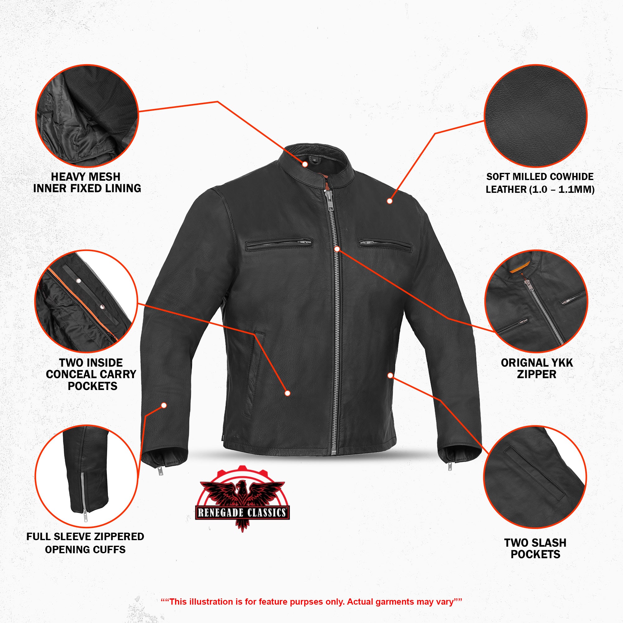 Accelerator™ Men's Black Sporty Cruiser Leather Jacket