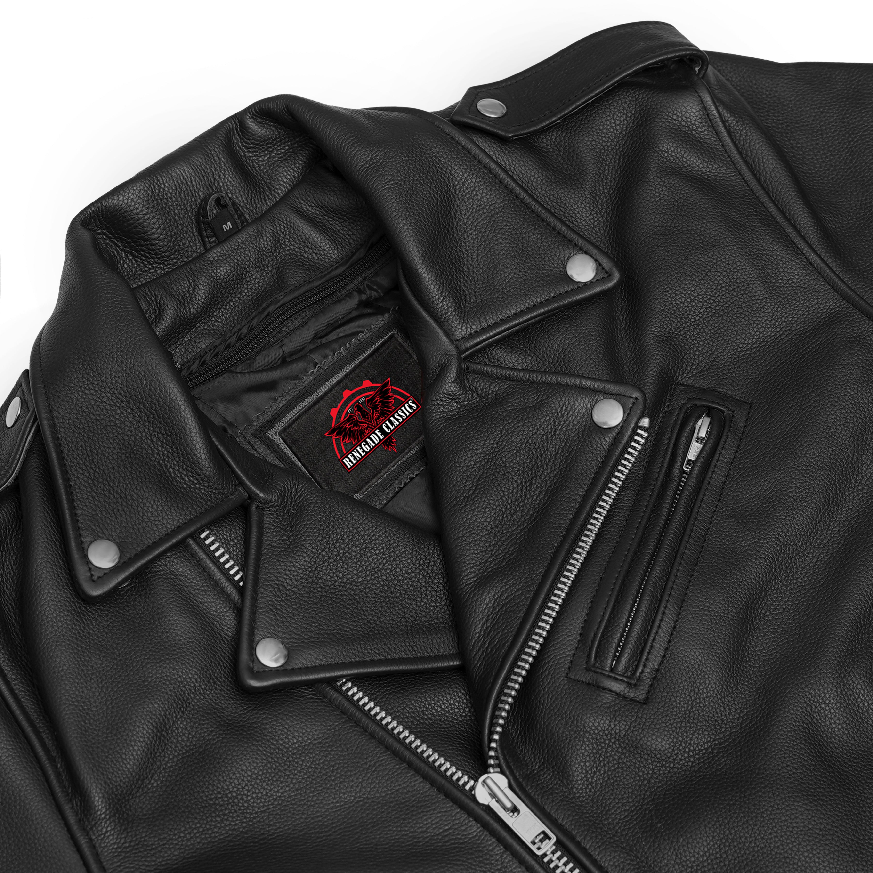 Jansen™ Men's Leather Motorcycle Jacket - Black