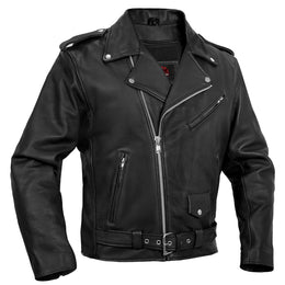 Jansen™ Men's Leather Motorcycle Jacket - Black