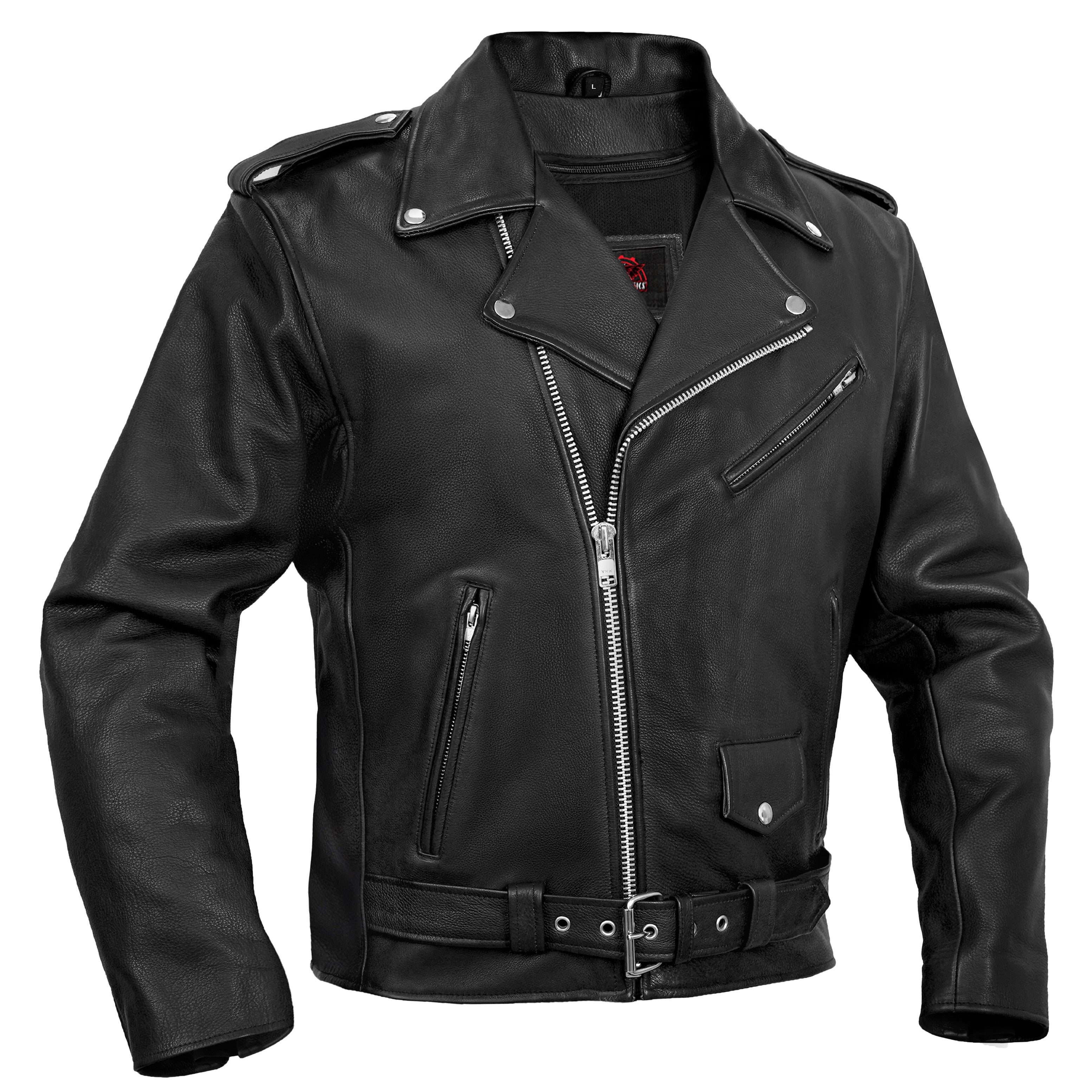 Jansen™ Men's Leather Motorcycle Jacket - Black