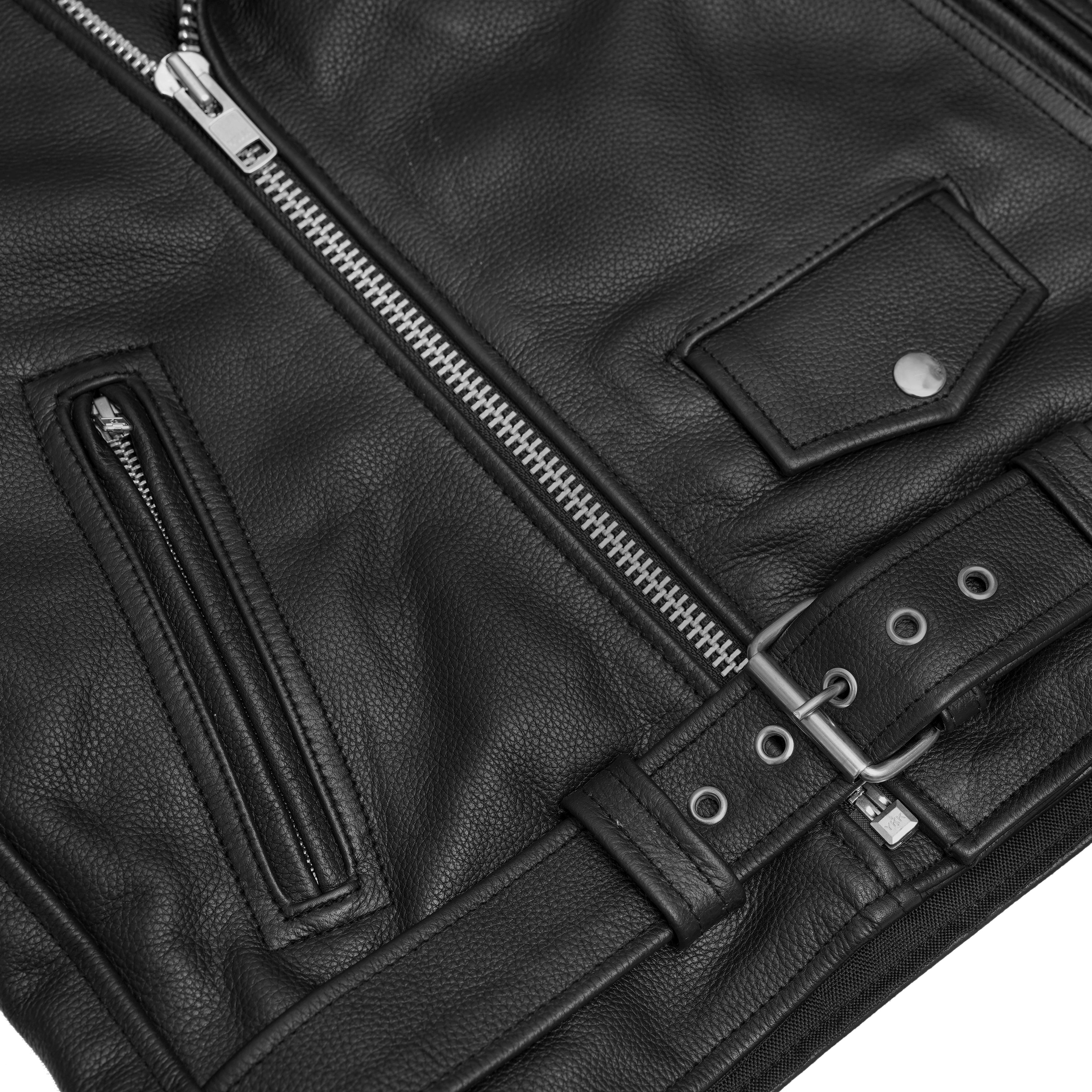 Jansen™ Men's Leather Motorcycle Jacket - Black