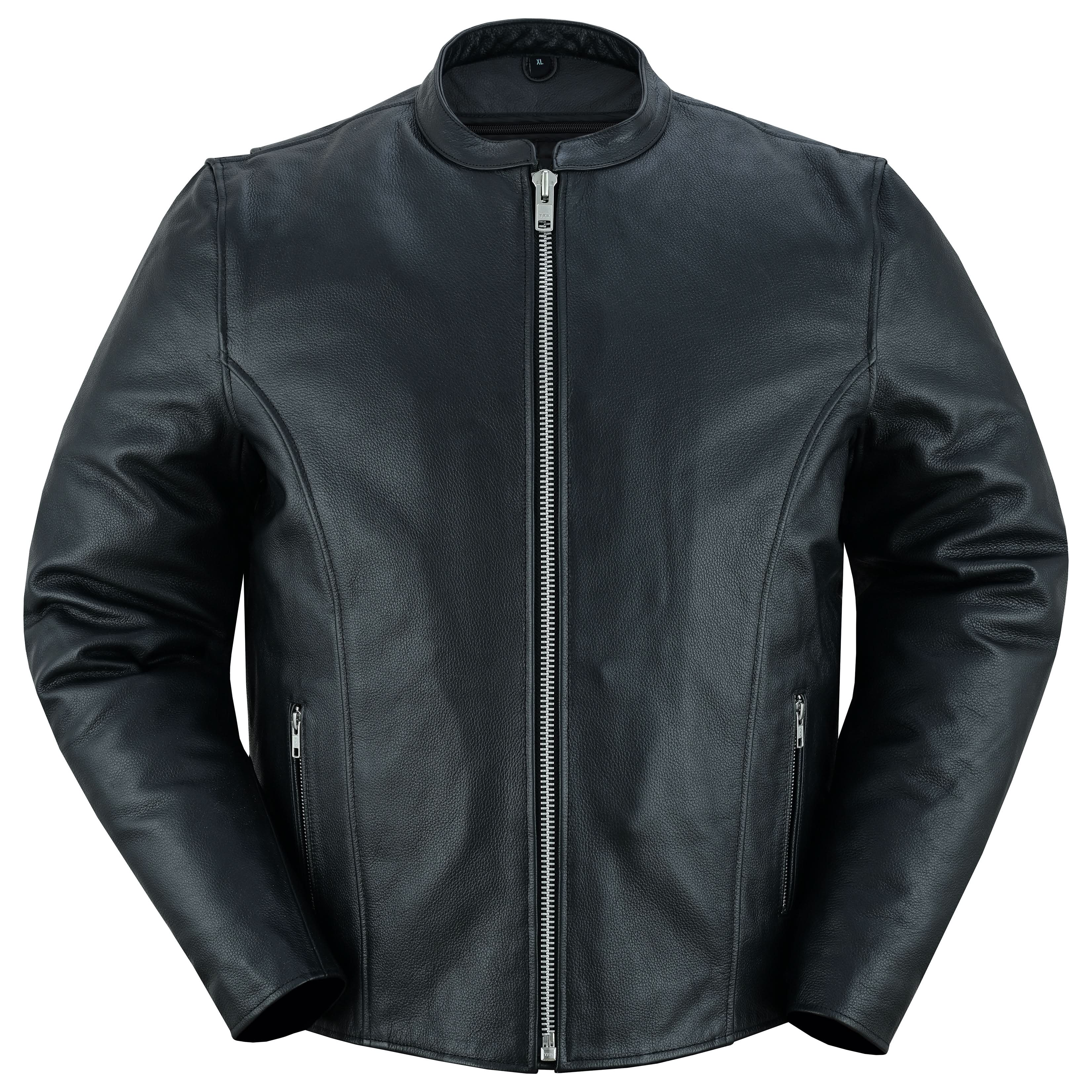 Rivo Men’s Black Leather Motorcycle Jacket Men's Leather Jackets Renegade Classics