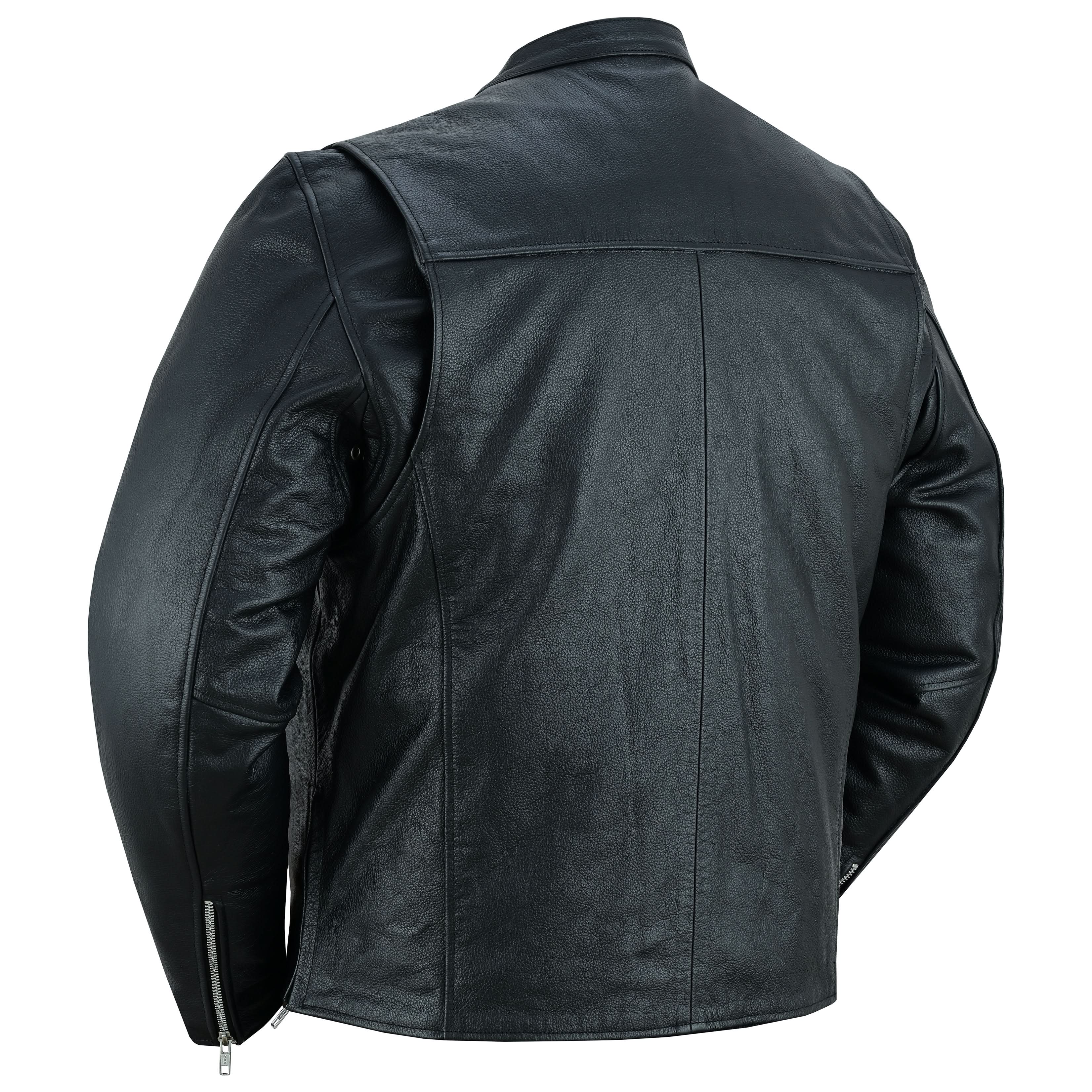 Rivo Men’s Black Leather Motorcycle Jacket Men's Leather Jackets Renegade Classics