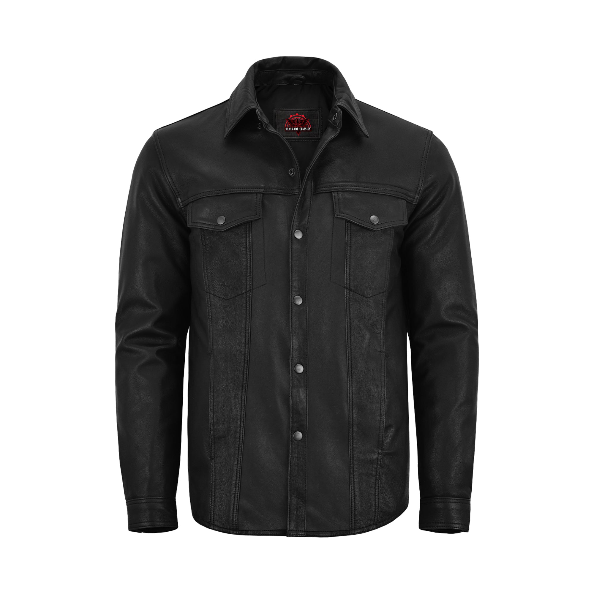 Midnight™ Men's Black Leather Motorcycle Shirt