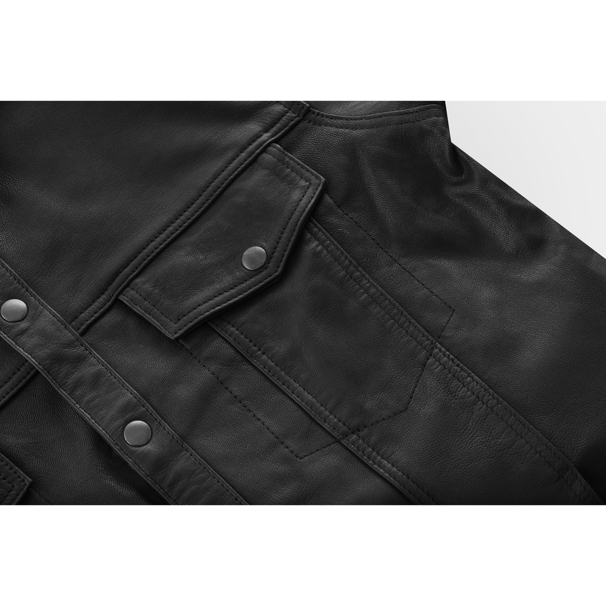 Midnight™ Men's Black Leather Motorcycle Shirt