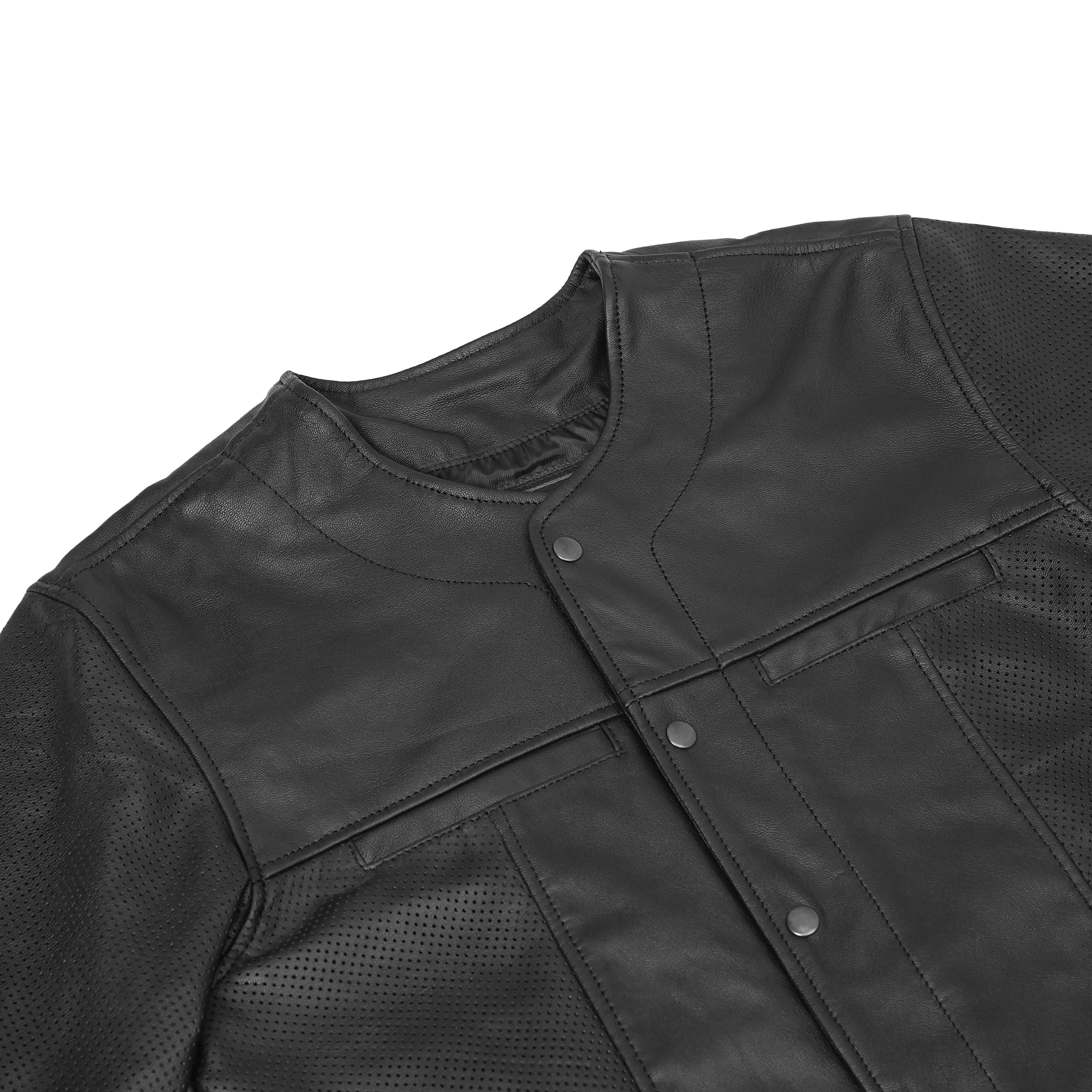 Jeter Men's  Leather  Motorcycle Shirt - Black