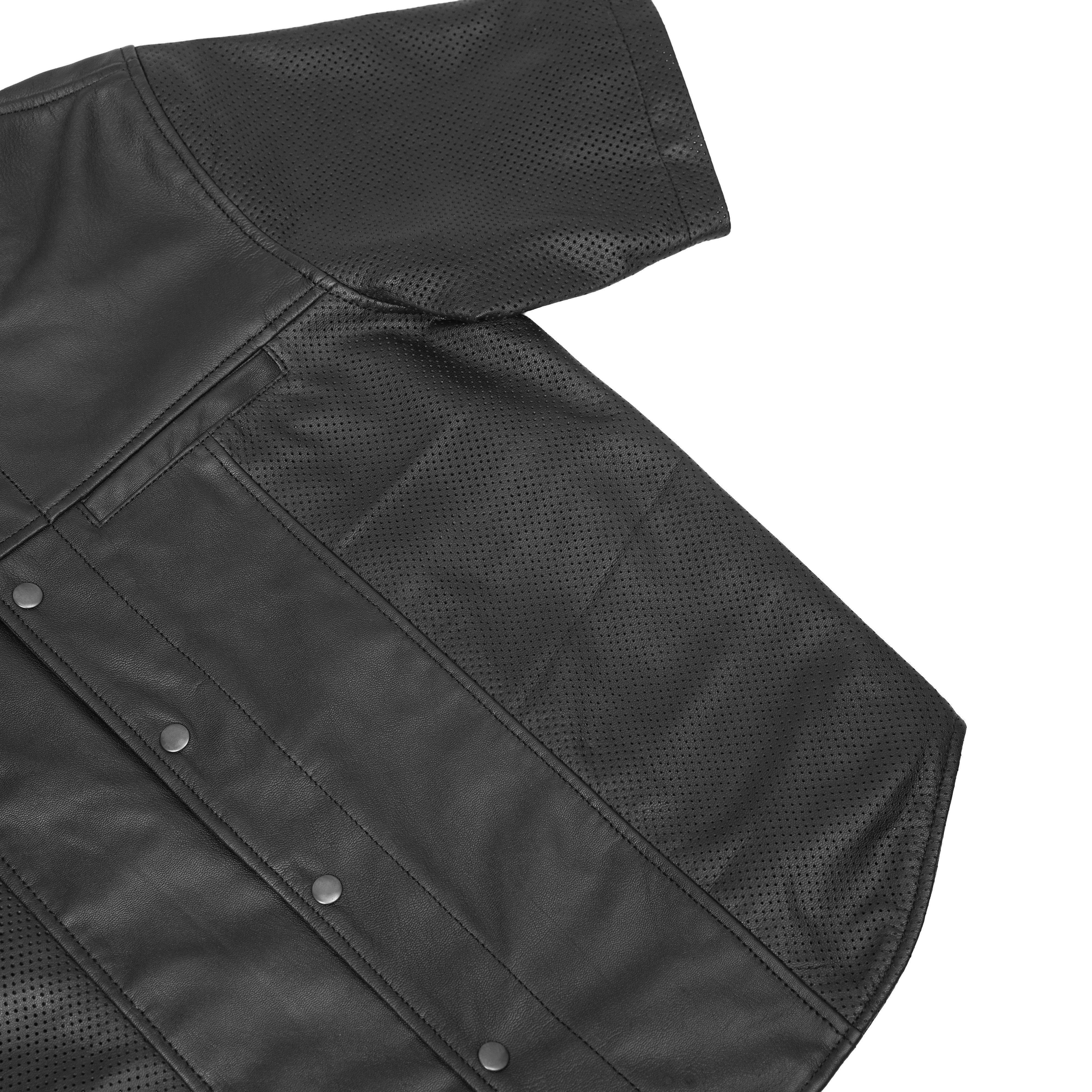 Jeter Men's  Leather  Motorcycle Shirt - Black