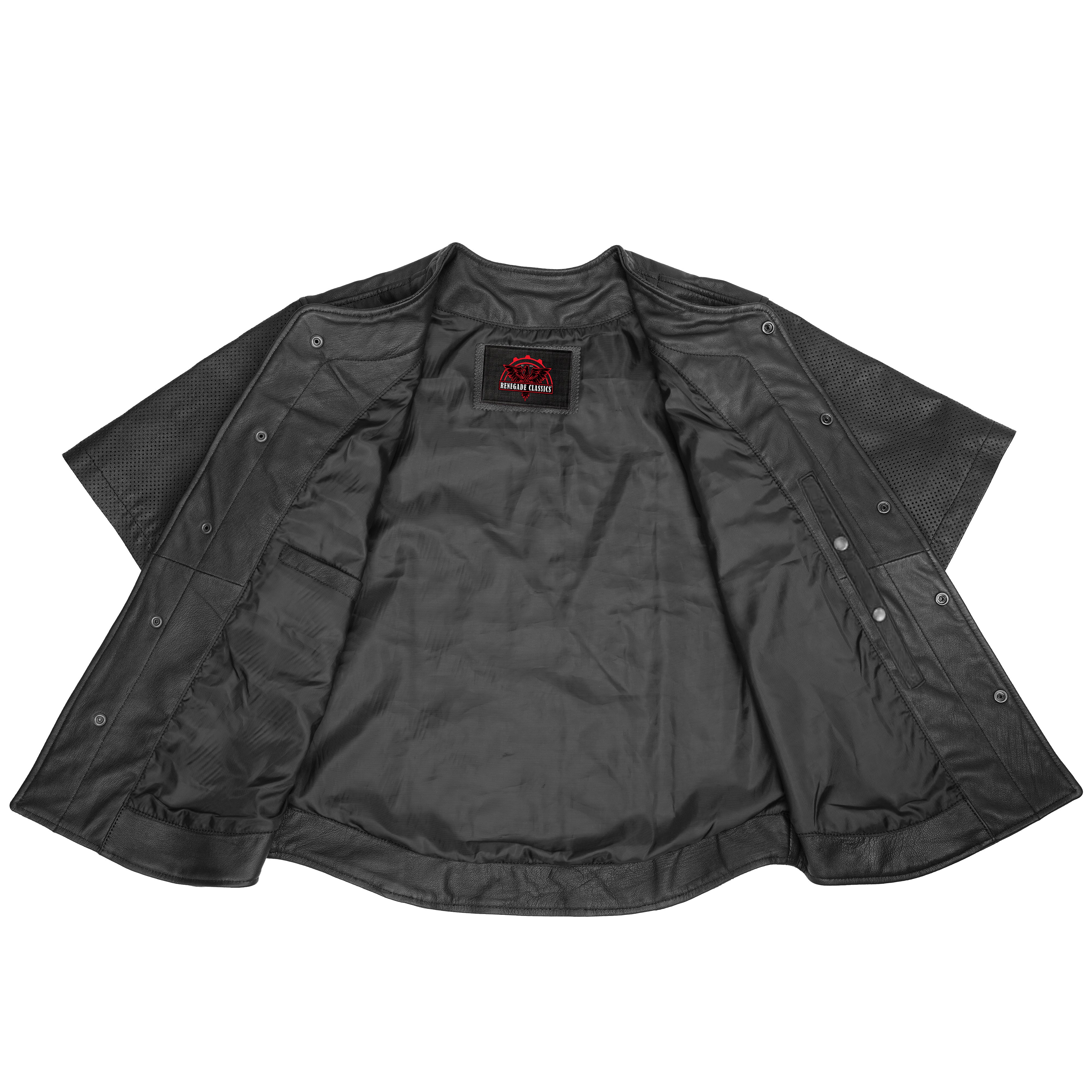 Jeter Men's  Leather  Motorcycle Shirt - Black
