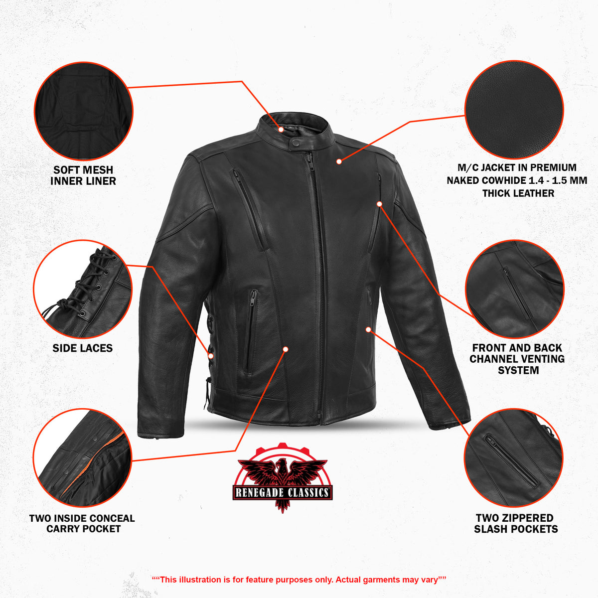 Corsair™ Men's Leather Motorcycle Jacket
