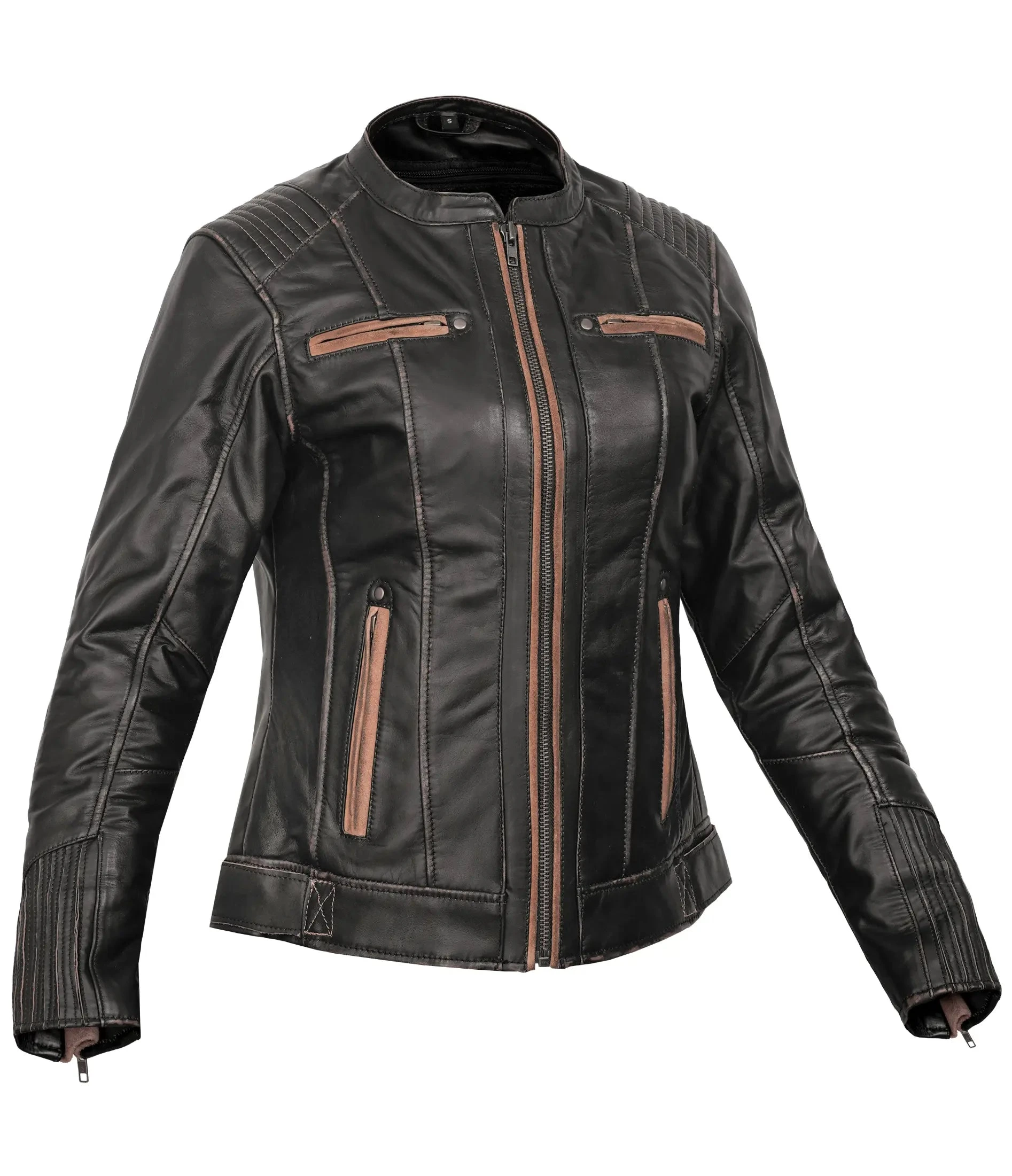 Maison Veyra Women’s Leather Motorcycle Jacket
