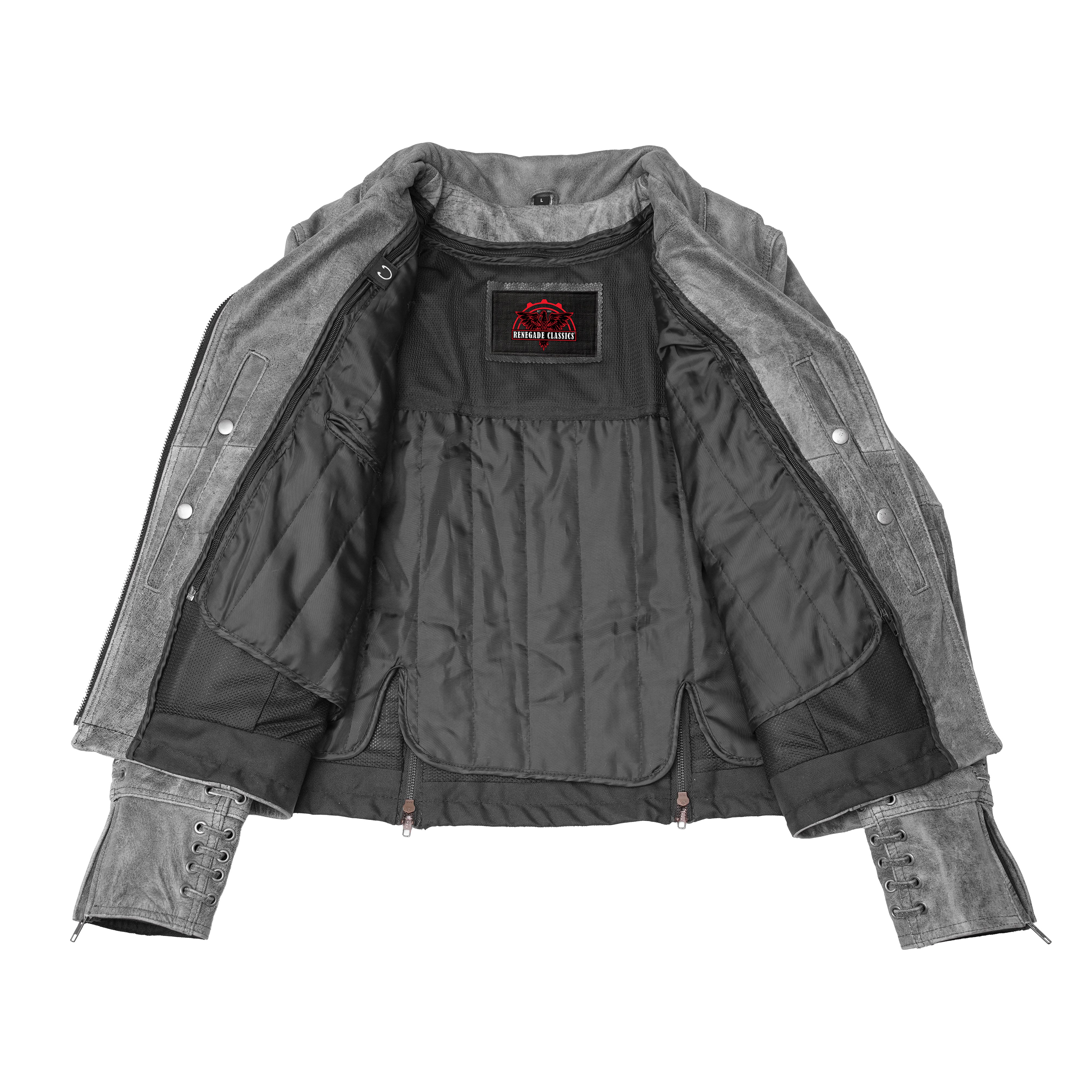 Frost Fury™ Women's  Leather  Biker Jacket – Gray