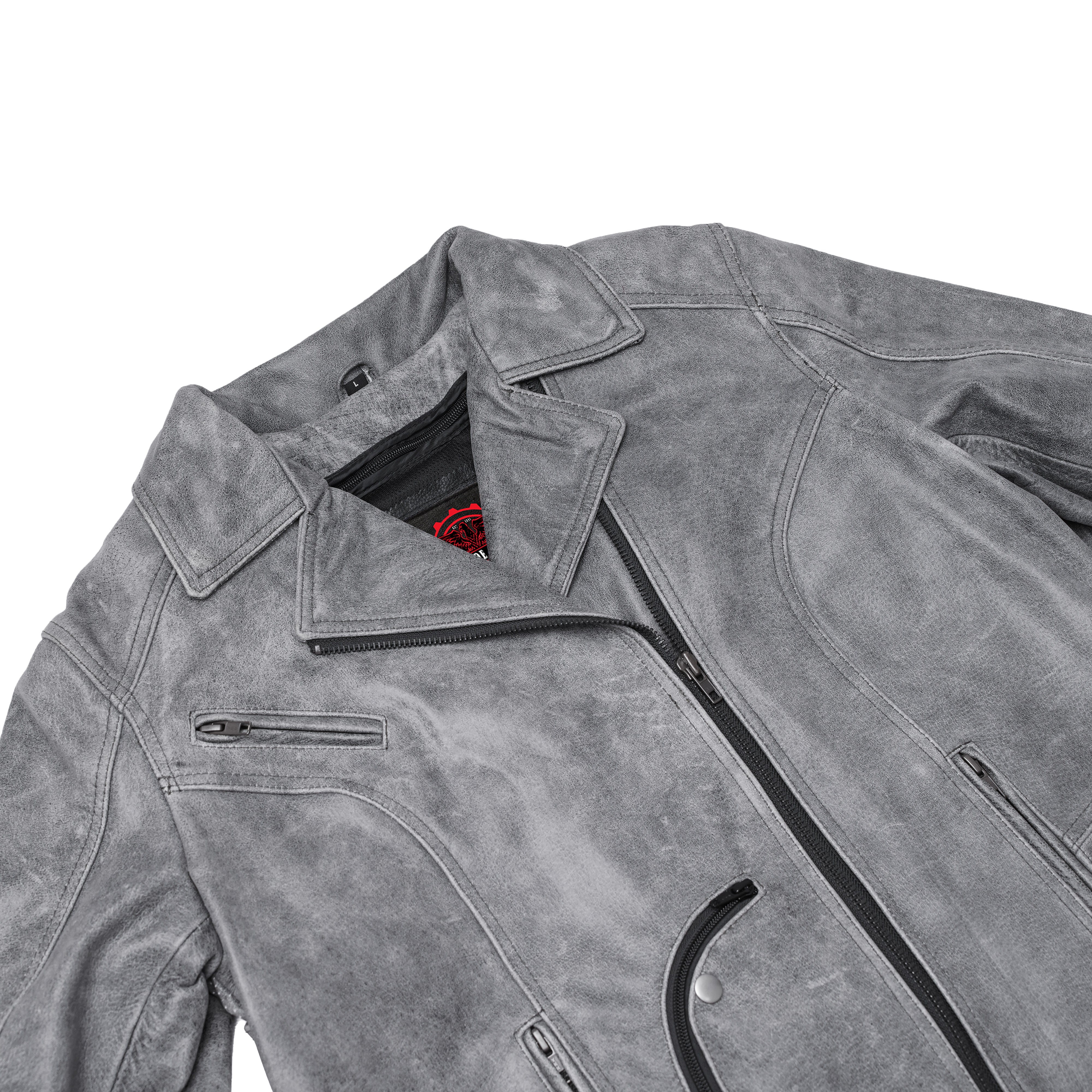 Frost Fury™ Women's  Leather  Biker Jacket – Gray