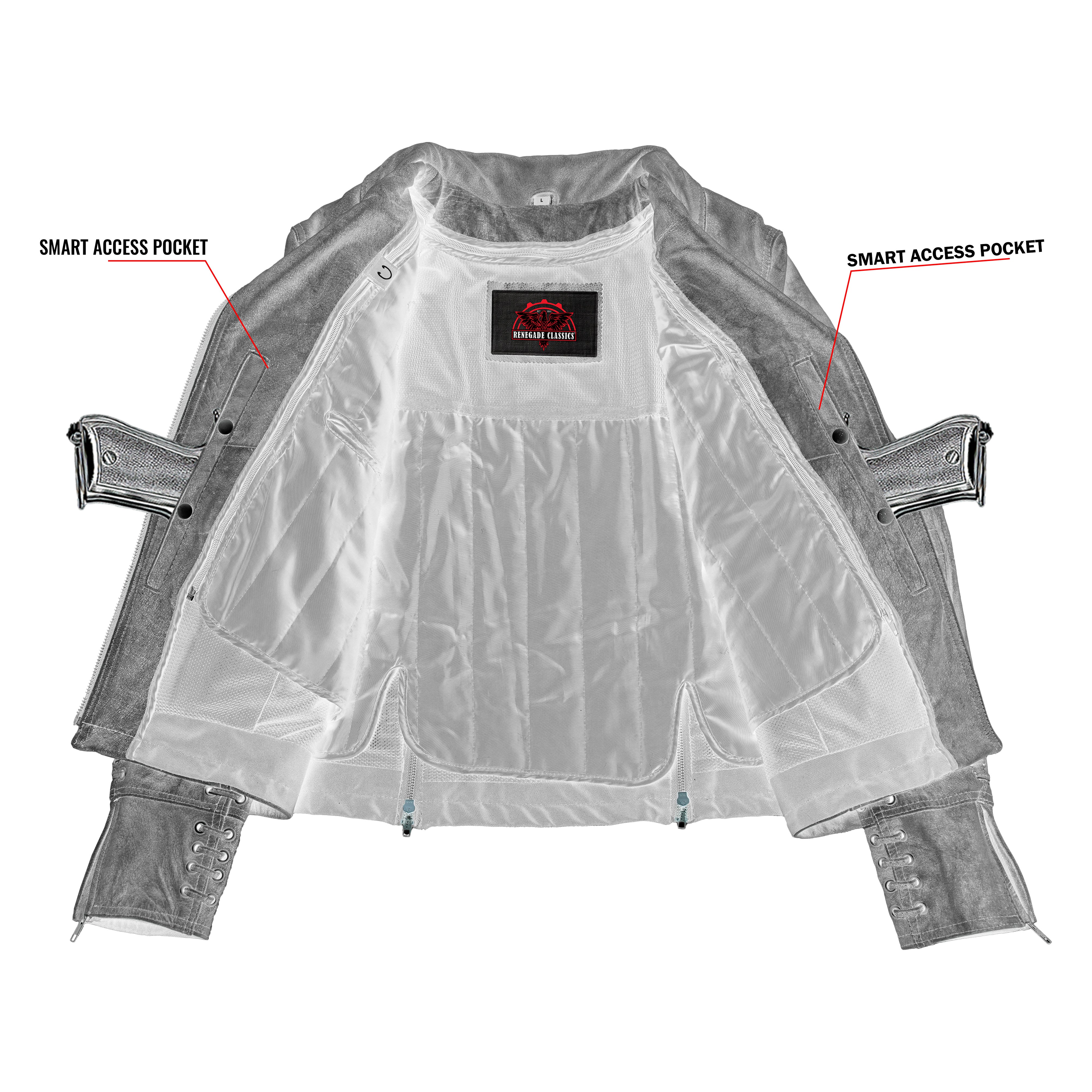 Frost Fury™ Women's  Leather  Biker Jacket – Gray