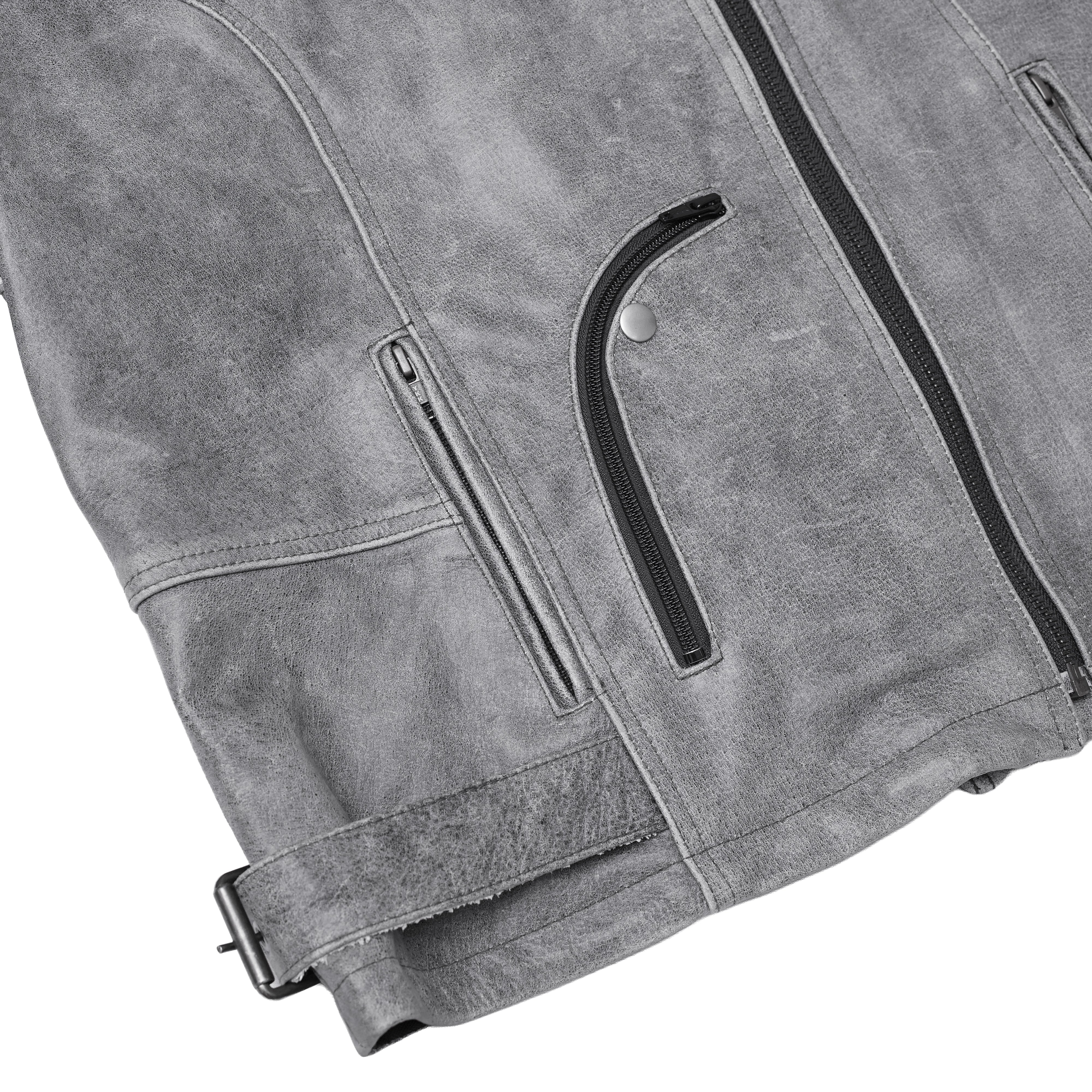 Frost Fury™ Women's  Leather  Biker Jacket – Gray