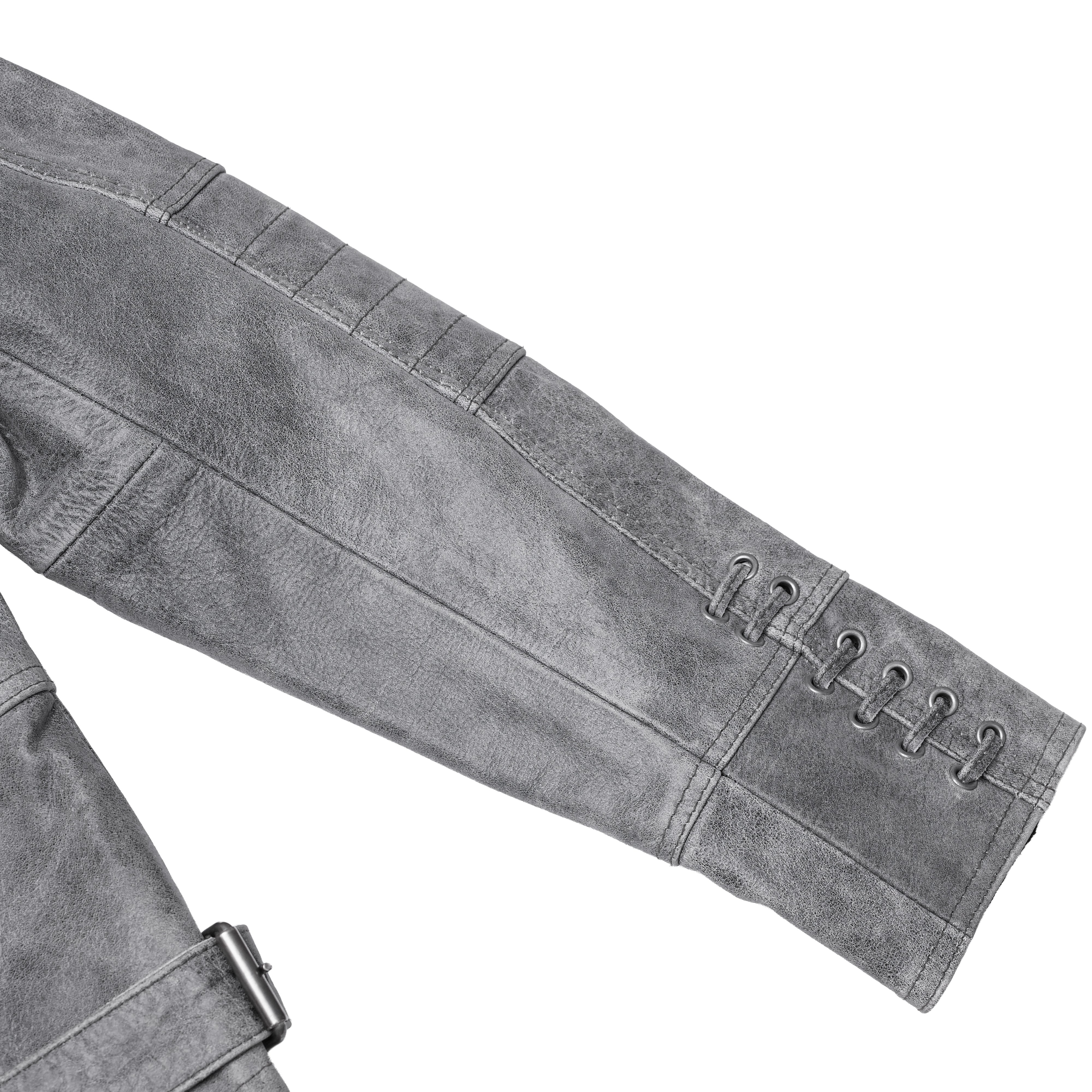 Frost Fury™ Women's  Leather  Biker Jacket – Gray