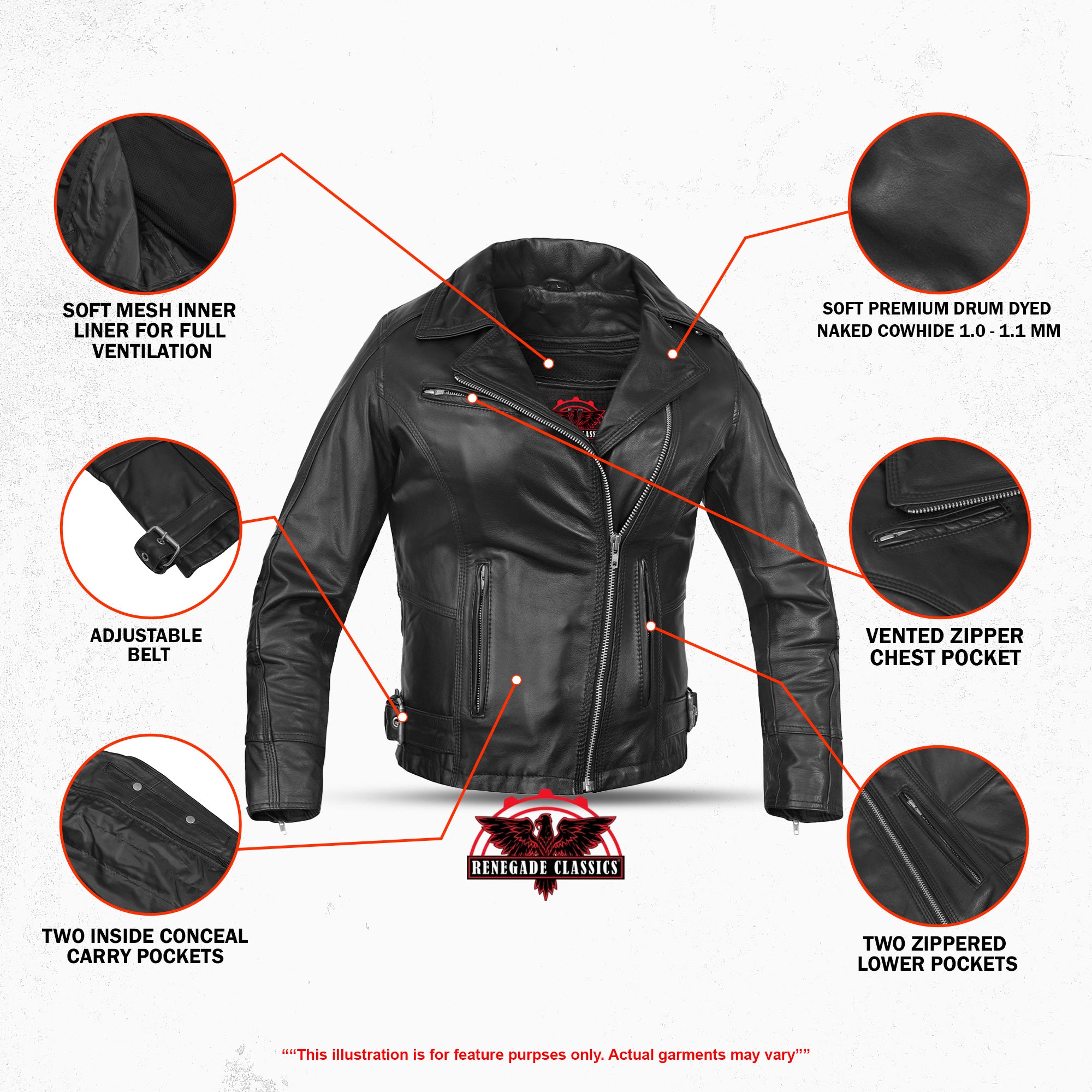 Pulse Glide™ Women's  Black Leather Motorcycle Jacket