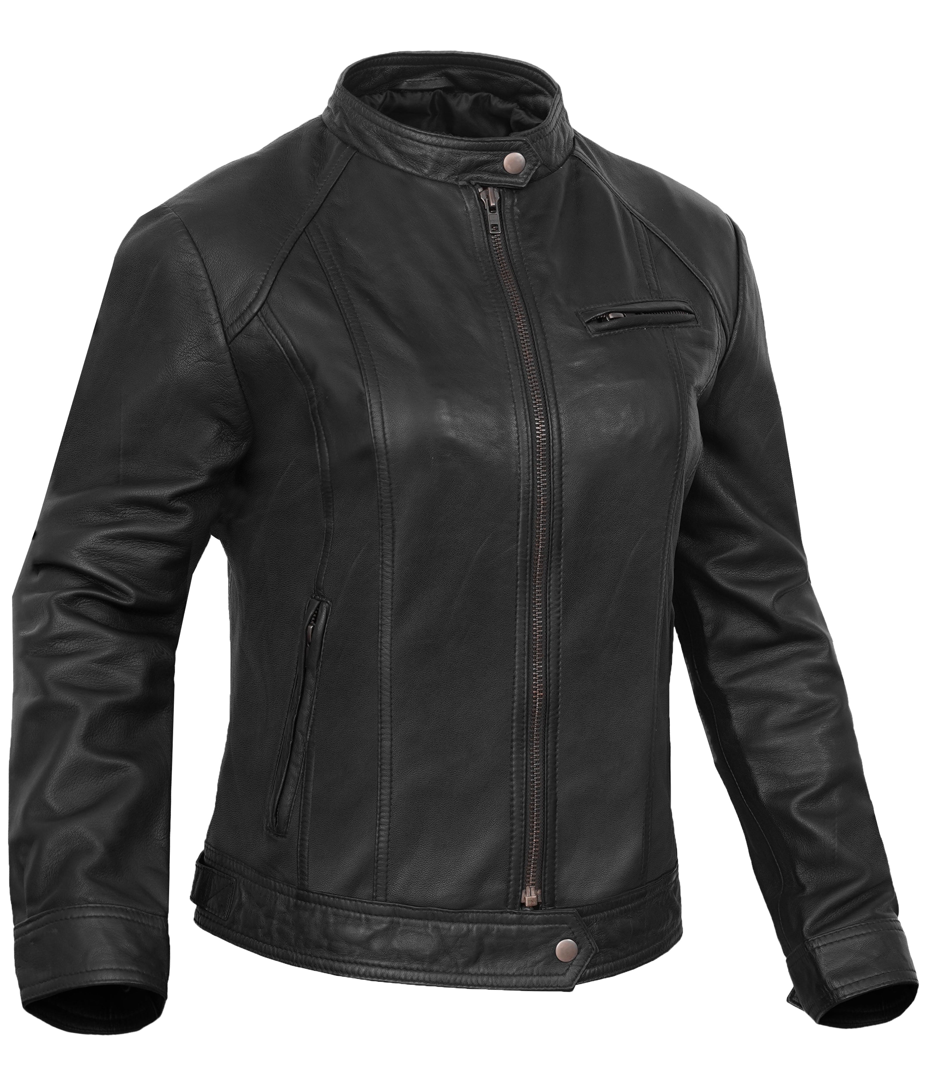Black Mirage™ Women's Leather Motorcycle Jacket