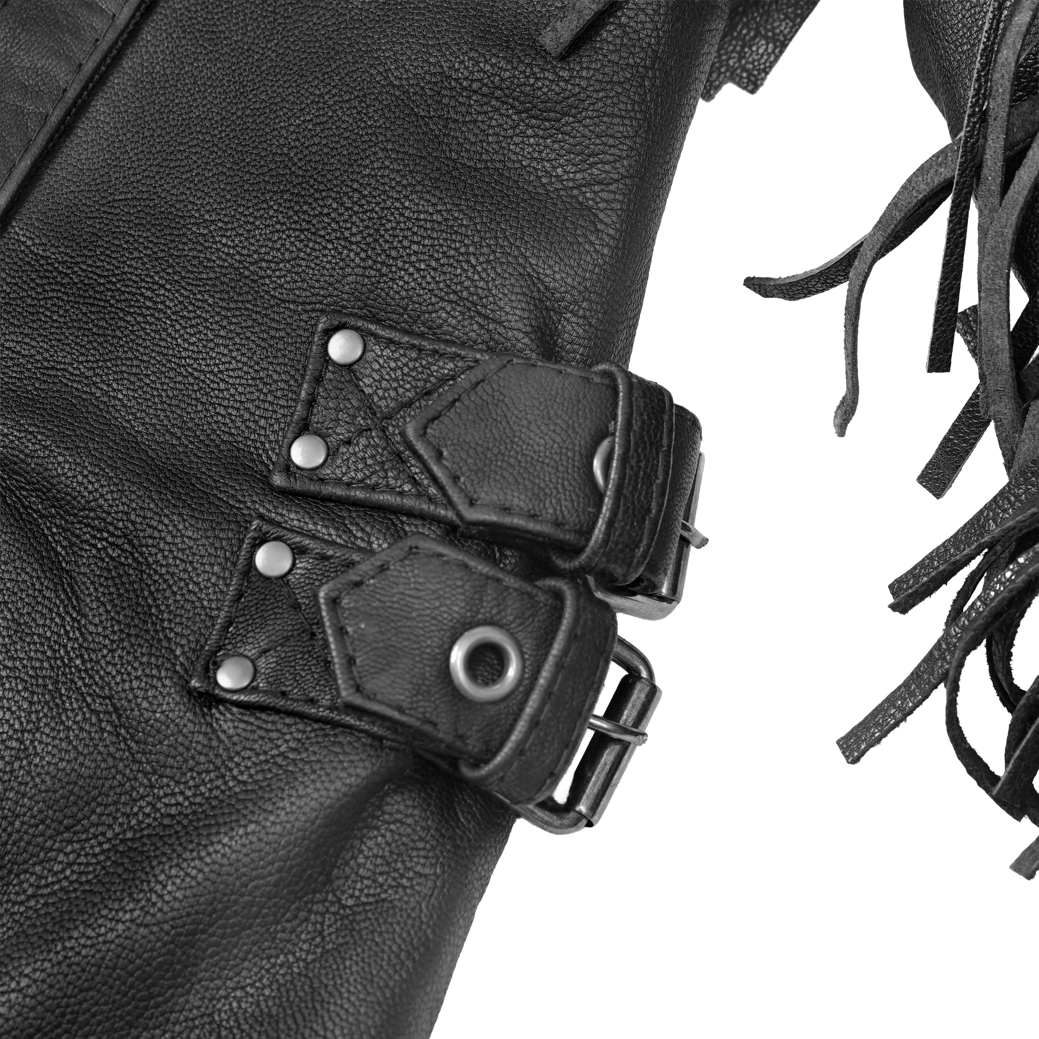 Wild Night™ Women's Fringe Leather Motorcycle Jacket – Black