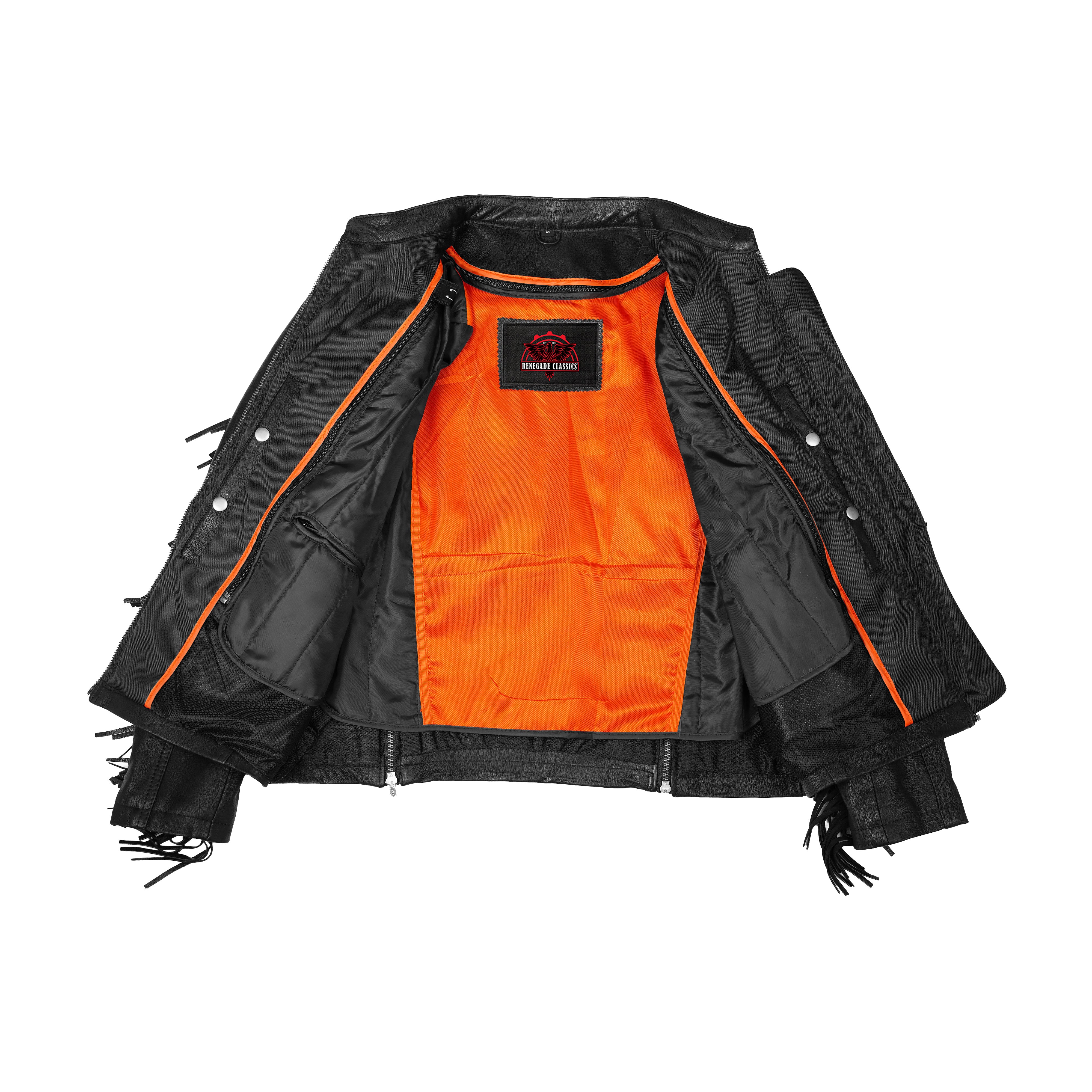 Wild Night™ Women's Fringe Leather Motorcycle Jacket – Black