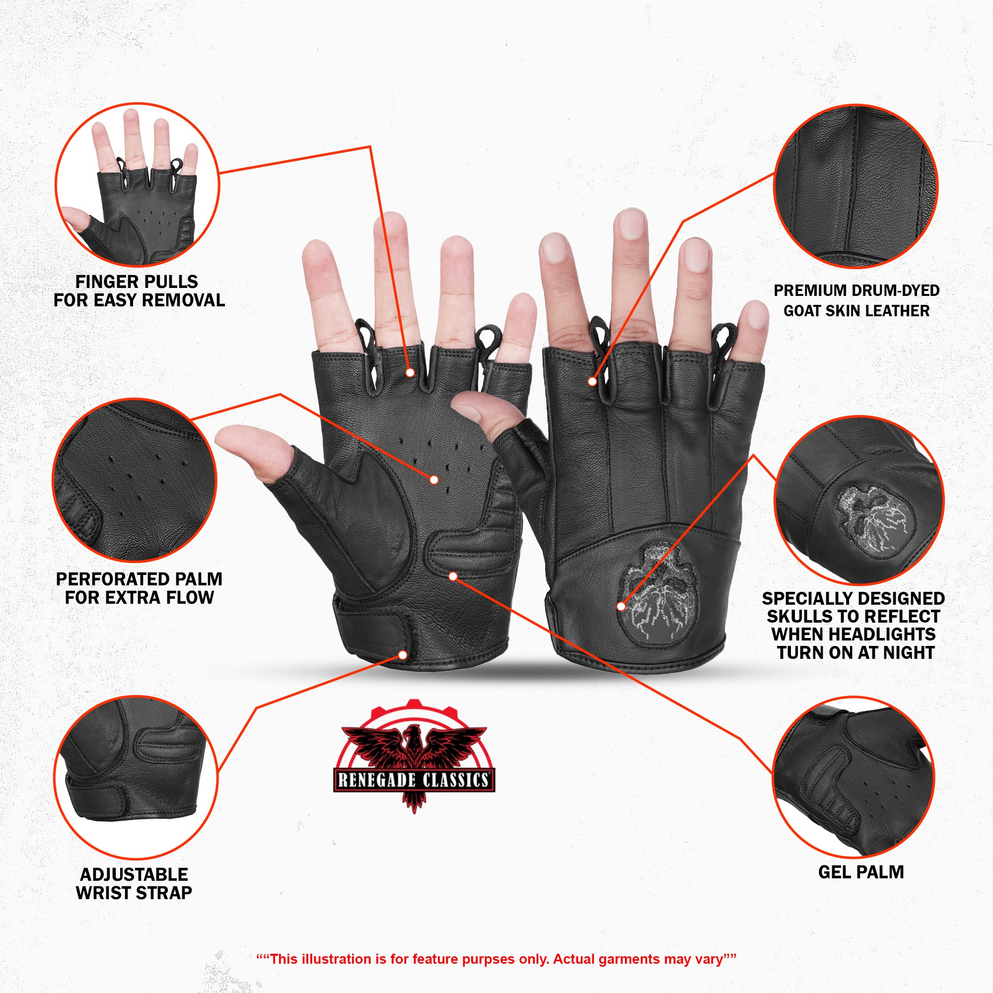 CrossTrek™ Men's  leather Fingerless gloves