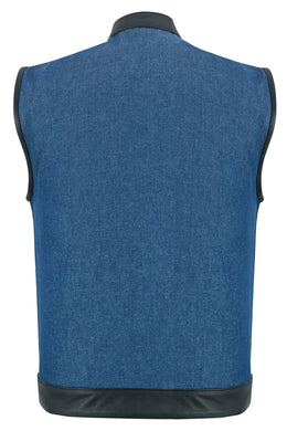 GrindStone Men's Broken Blue Denim Motorcycle Vest Men's Denim Vests Renegade Classics