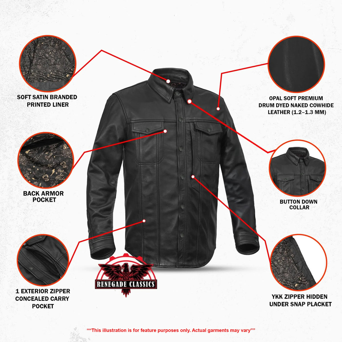 Road Sovereign - Leather Motorcycle Shirt - Features