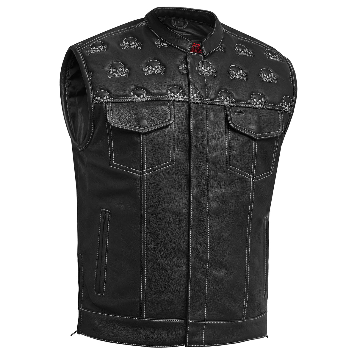 Dustin Mens Leather Motorcycle Vest