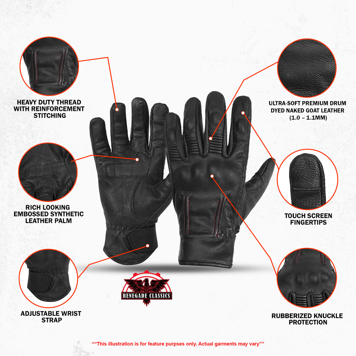 EnduroShield™ Men's leather motorcycle gloves