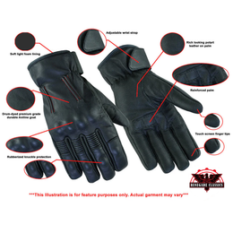 EnduroShield™ Men's leather motorcycle gloves