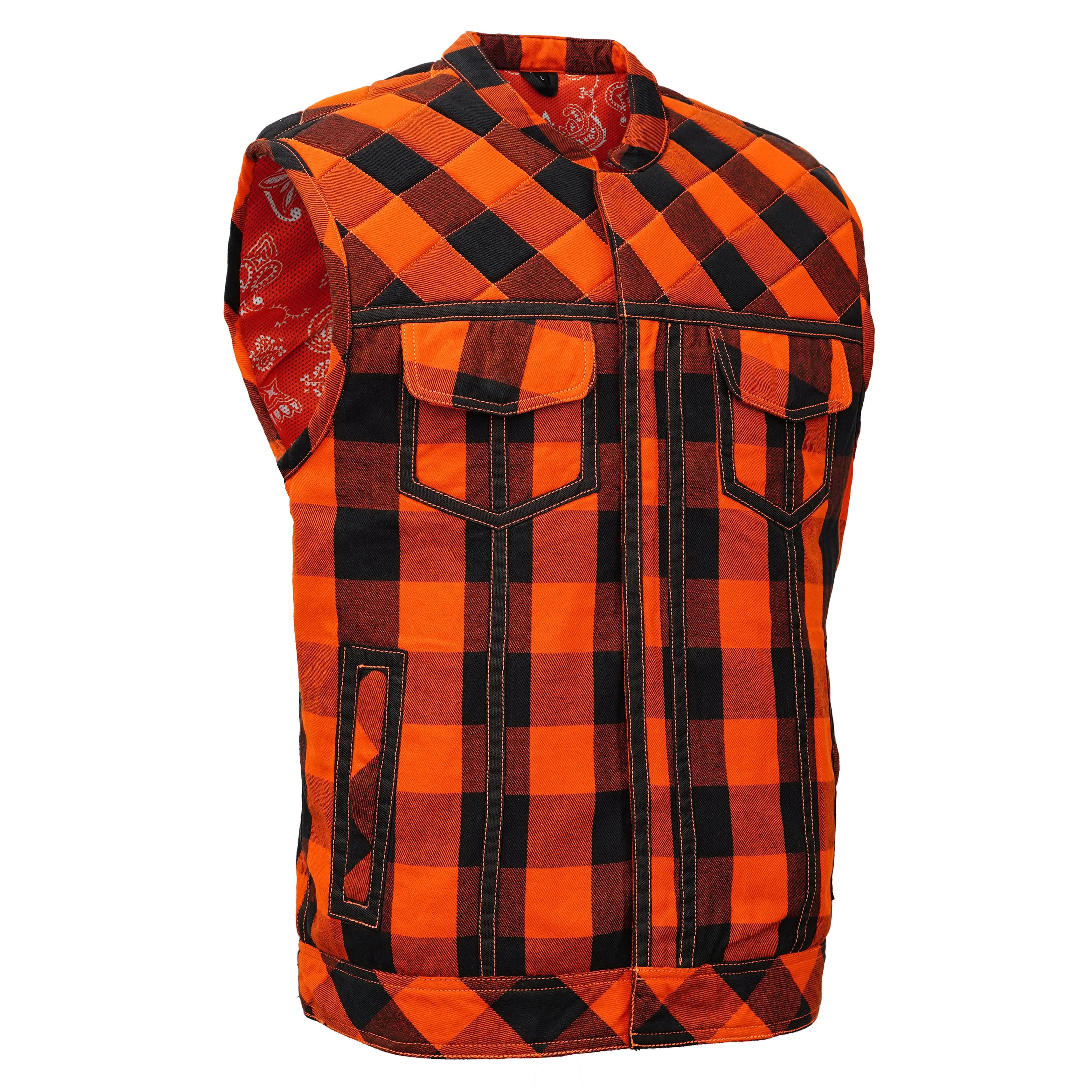 Rogue Inferno Mens Flannel Motorcycle Textile Vest