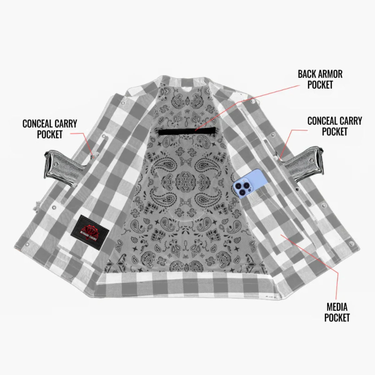 Rogue Inferno Mens Flannel Motorcycle Textile Vest