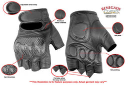 ForceGuard Men's leather Fingerless gloves