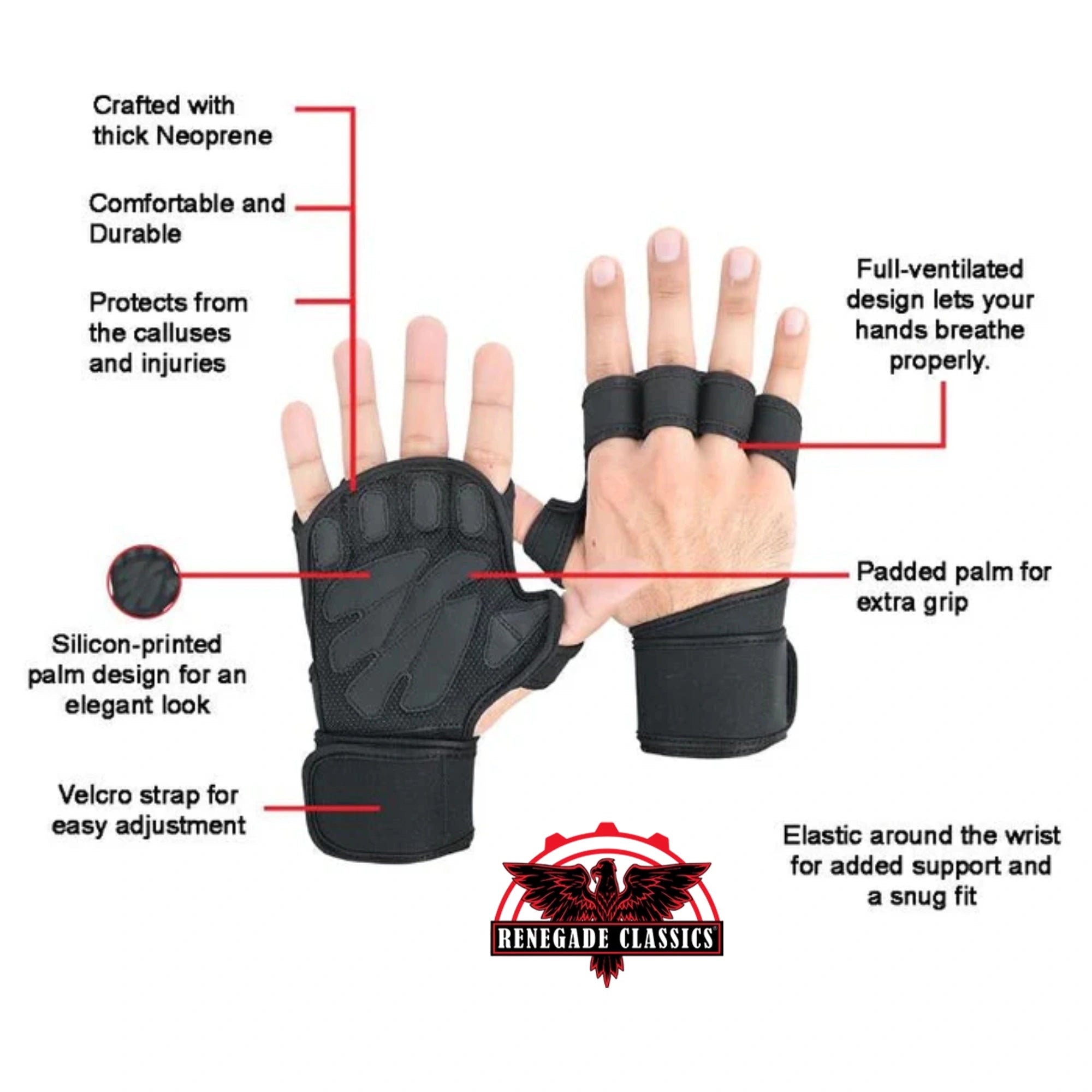 Full Life Black Cross Training Gym Gloves