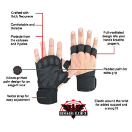 Full Life Black Cross Training Gym Gloves