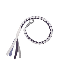 GBW214 Motorcycle Get-Back Whip - Purple/White Genuine Leather - Front View - Renegade Classics
