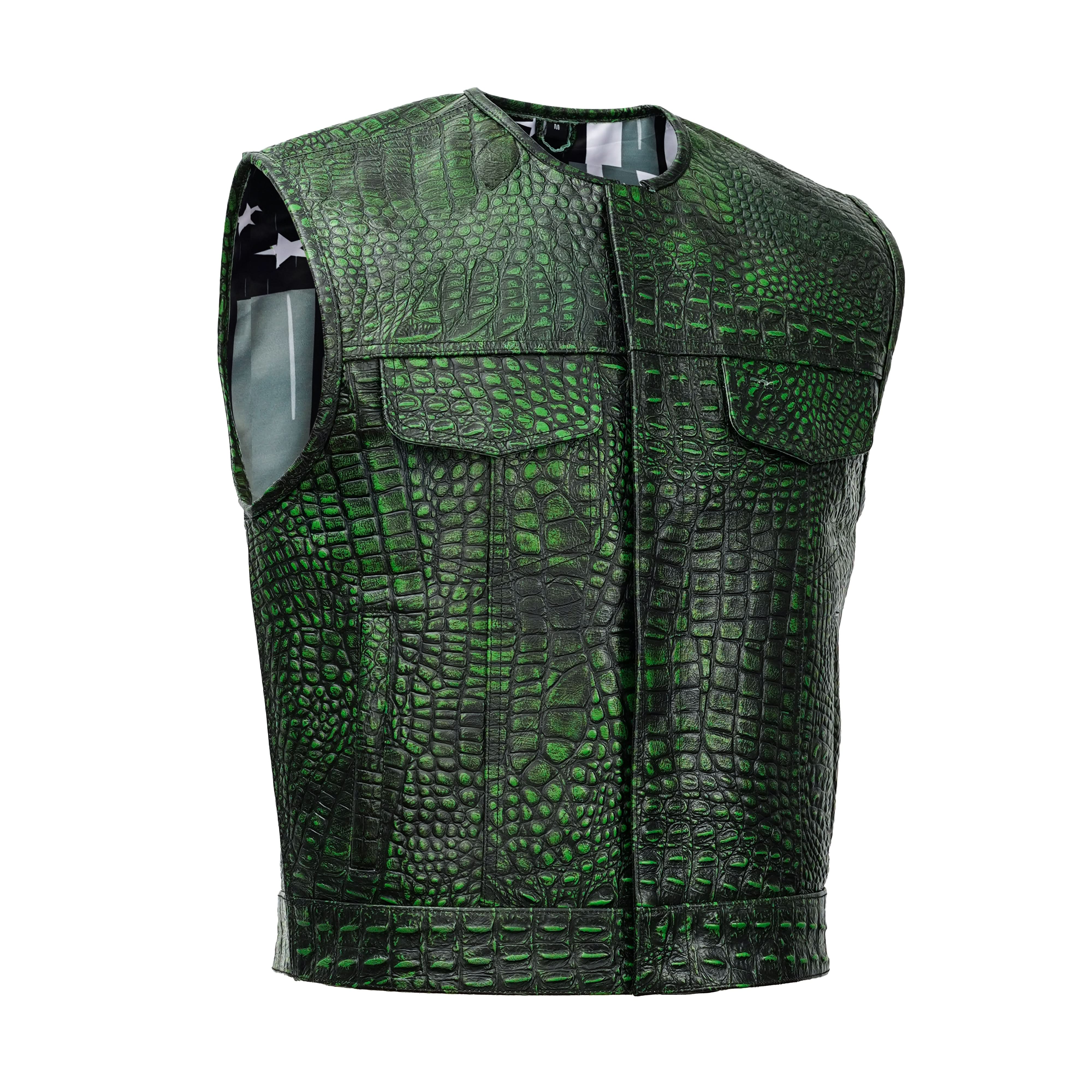 Croc Glare Lowcut Men's Leather Motorcycle Vest