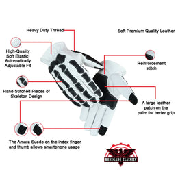 Glove Grace - White and Black Skeleton Hand Riding Gloves