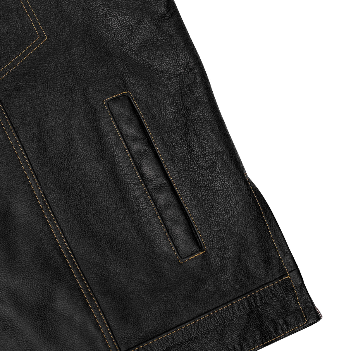 Gold Thread Mens Leather Motorcycle Vest