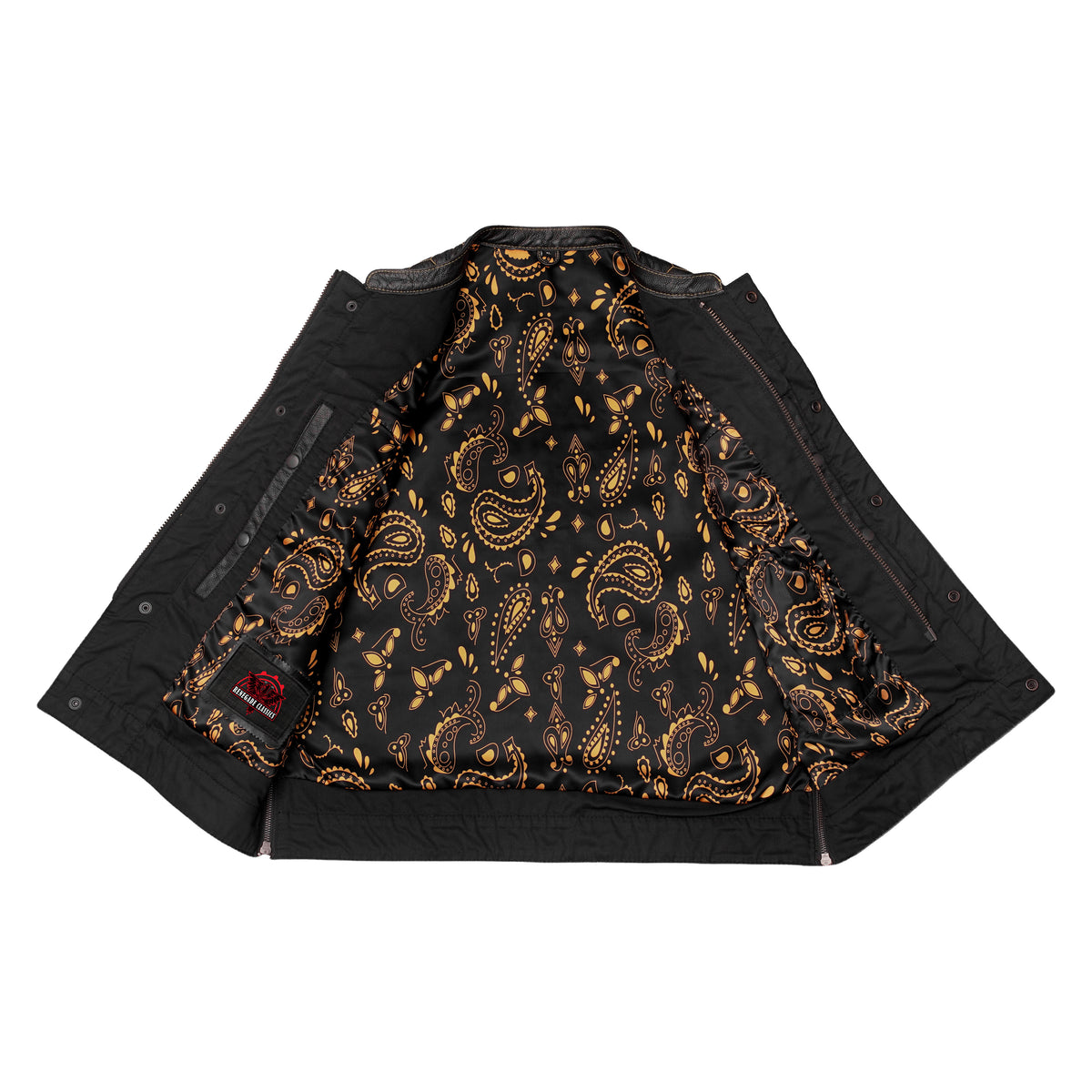 Gold Thread Mens Leather Motorcycle Vest