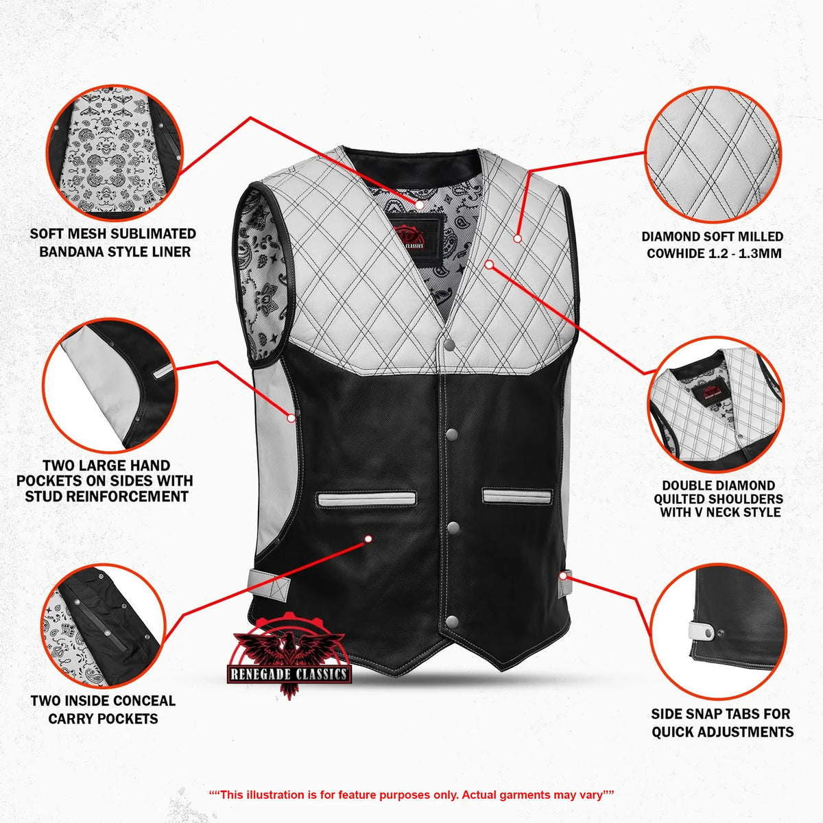 Splitline Mens Leather Motorcycle Vest