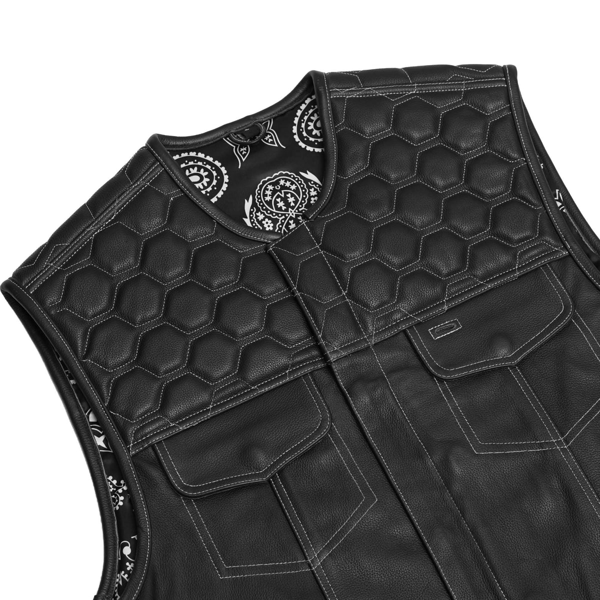 Draven Mens Leather Motorcycle Vest