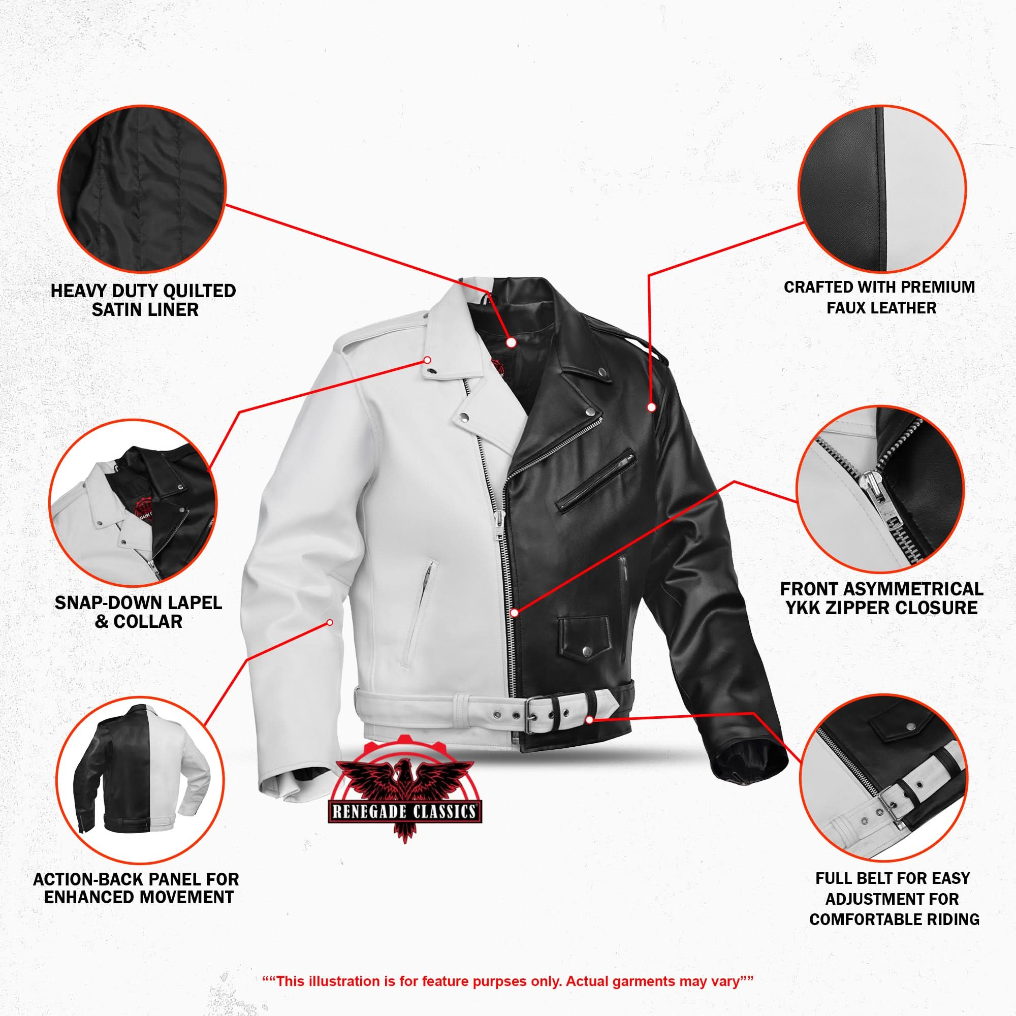 Mono Racer™ Mens Faux Leather Motorcycle Jacket