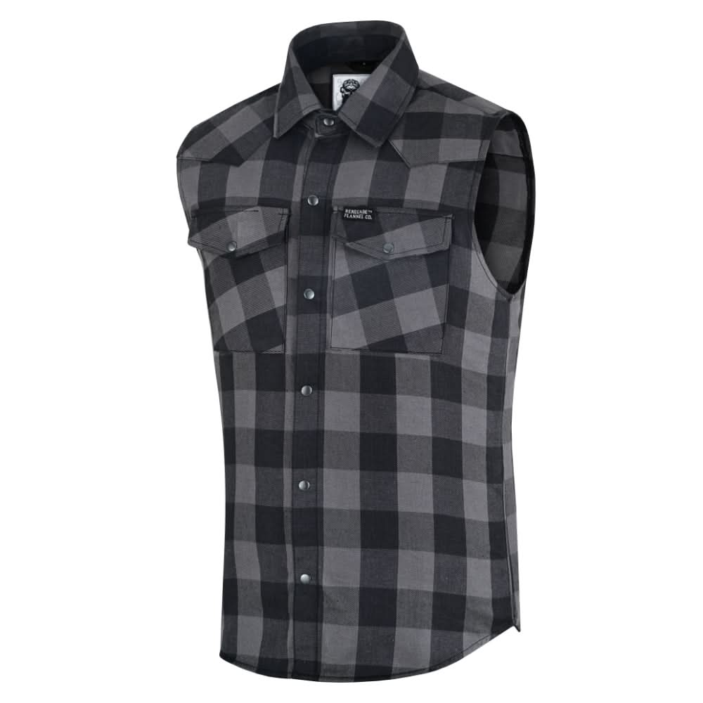 Gray Ride Men's Gray and Black Sleeveless Flannel Shirt Flannels Renegade Classics