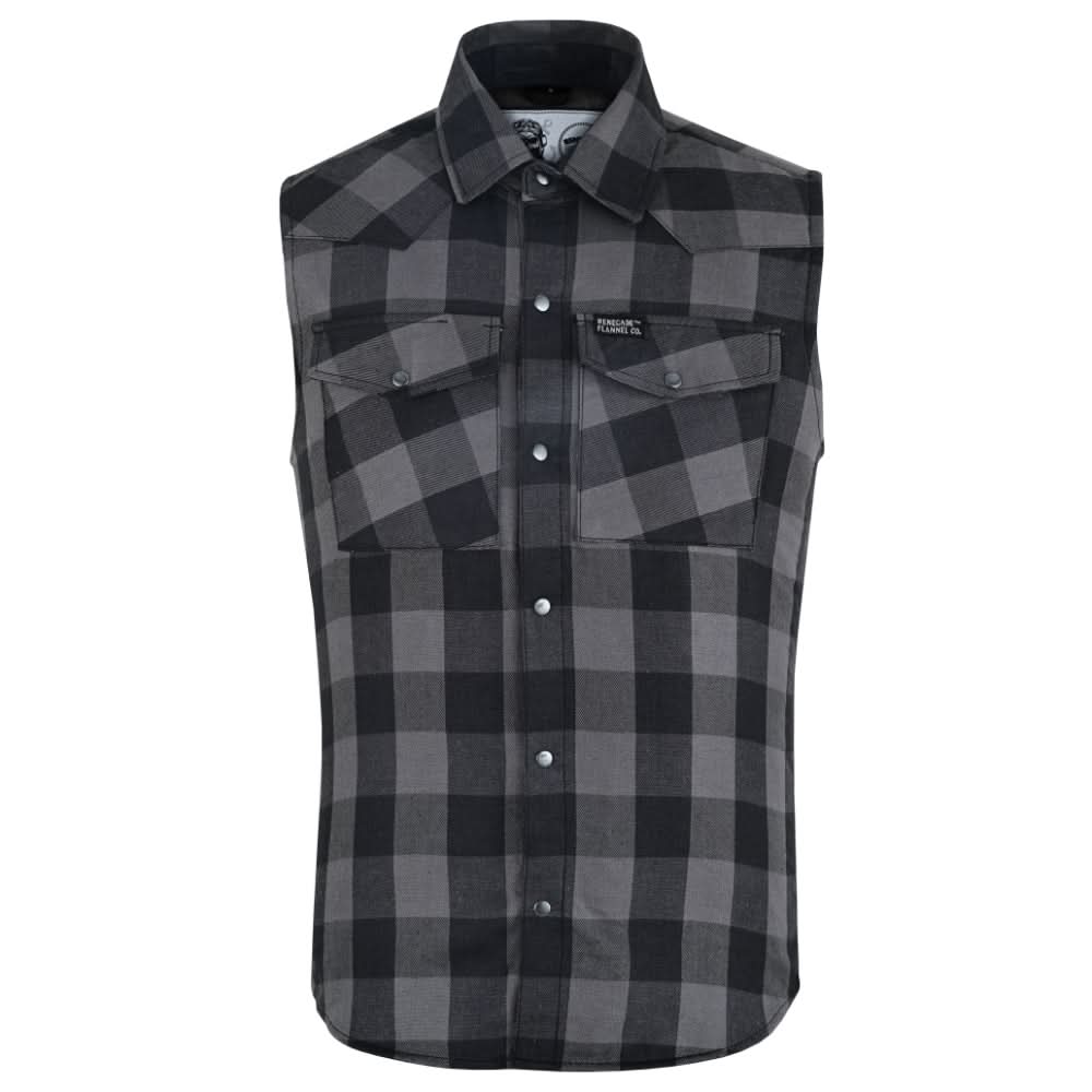 Gray Ride Men's Gray and Black Sleeveless Flannel Shirt Flannels Renegade Classics