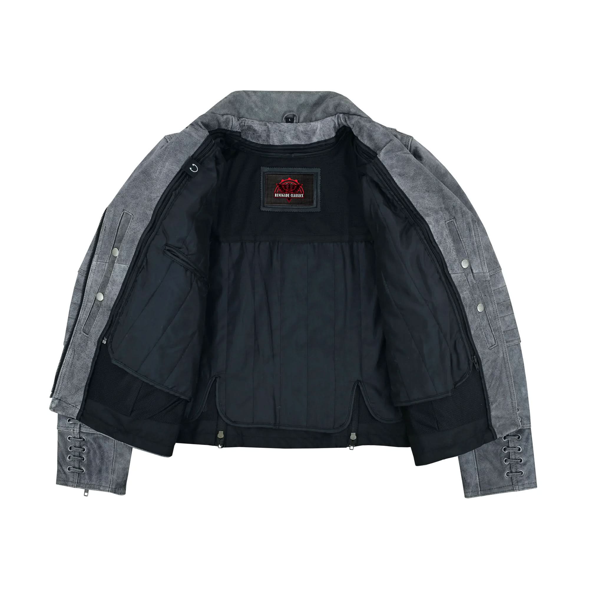 Frost Fury™ Women's  Leather  Biker Jacket – Gray