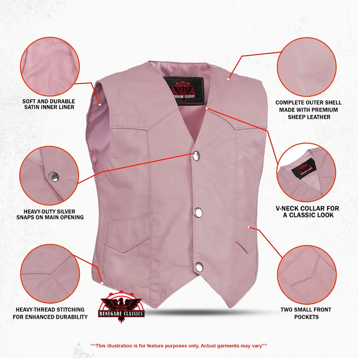 Petal Prowler Kid’s Leather Vest - Features