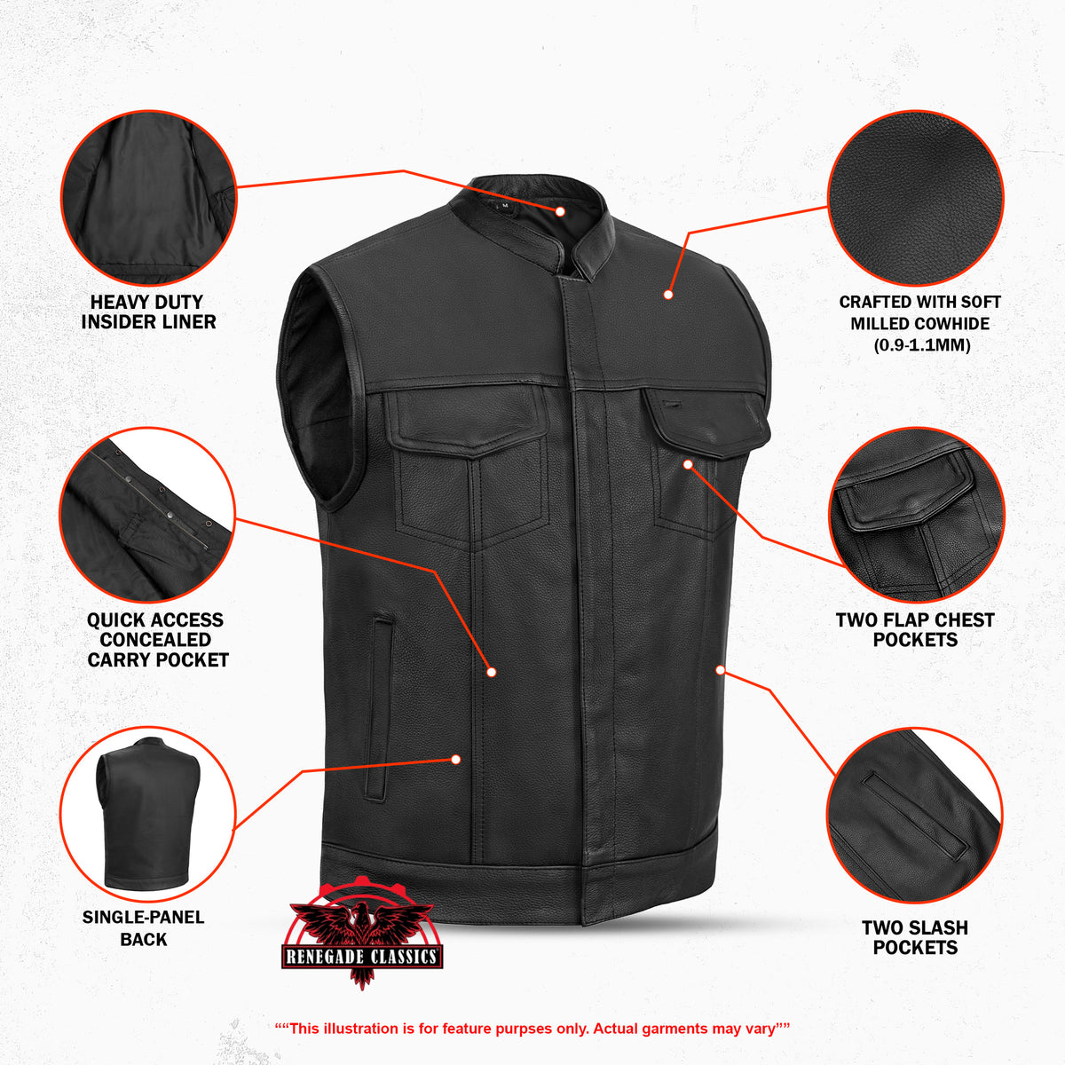 Highway Jack Mens Leather Motorcycle Vest