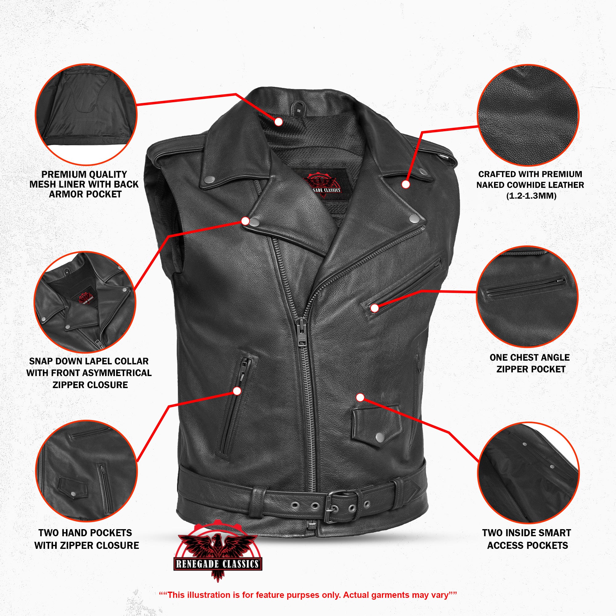 Cruze™ Mens Leather Motorcycle Vest